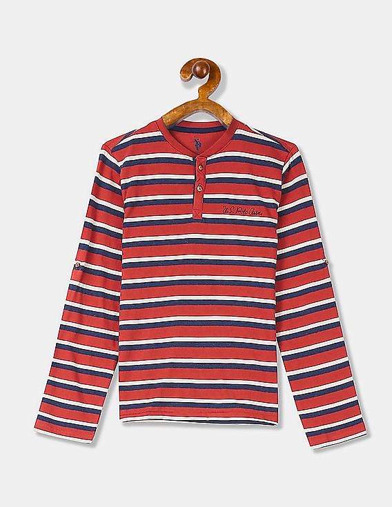 U.S. Polo Assn. Kids Boys Striped Henley T-Shirt