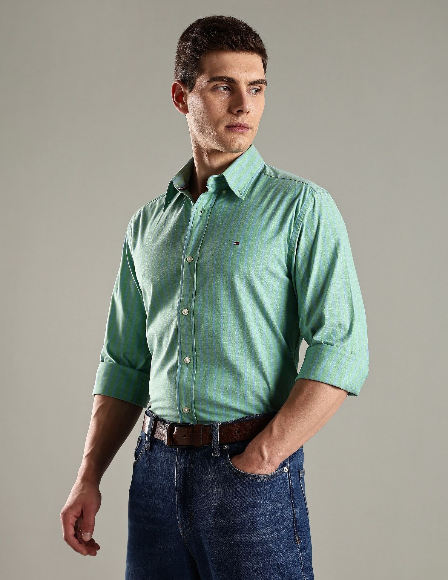 Tommy Hilfiger Striped Regular Fit Cotton Shirt