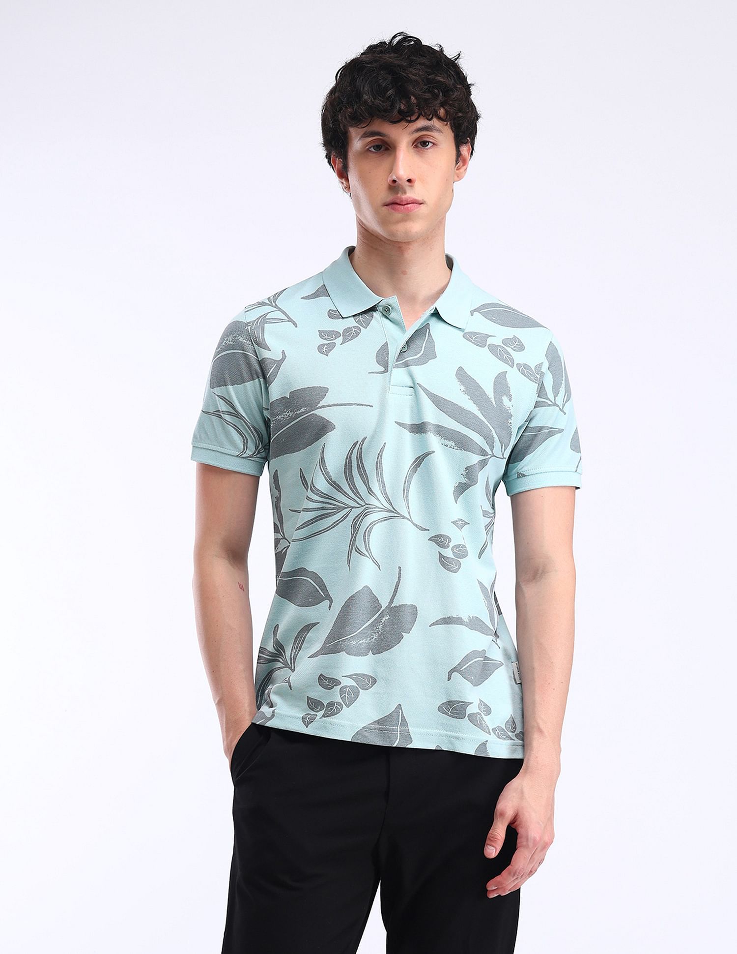 Flying Machine All-over Print Cotton Polo Shirt