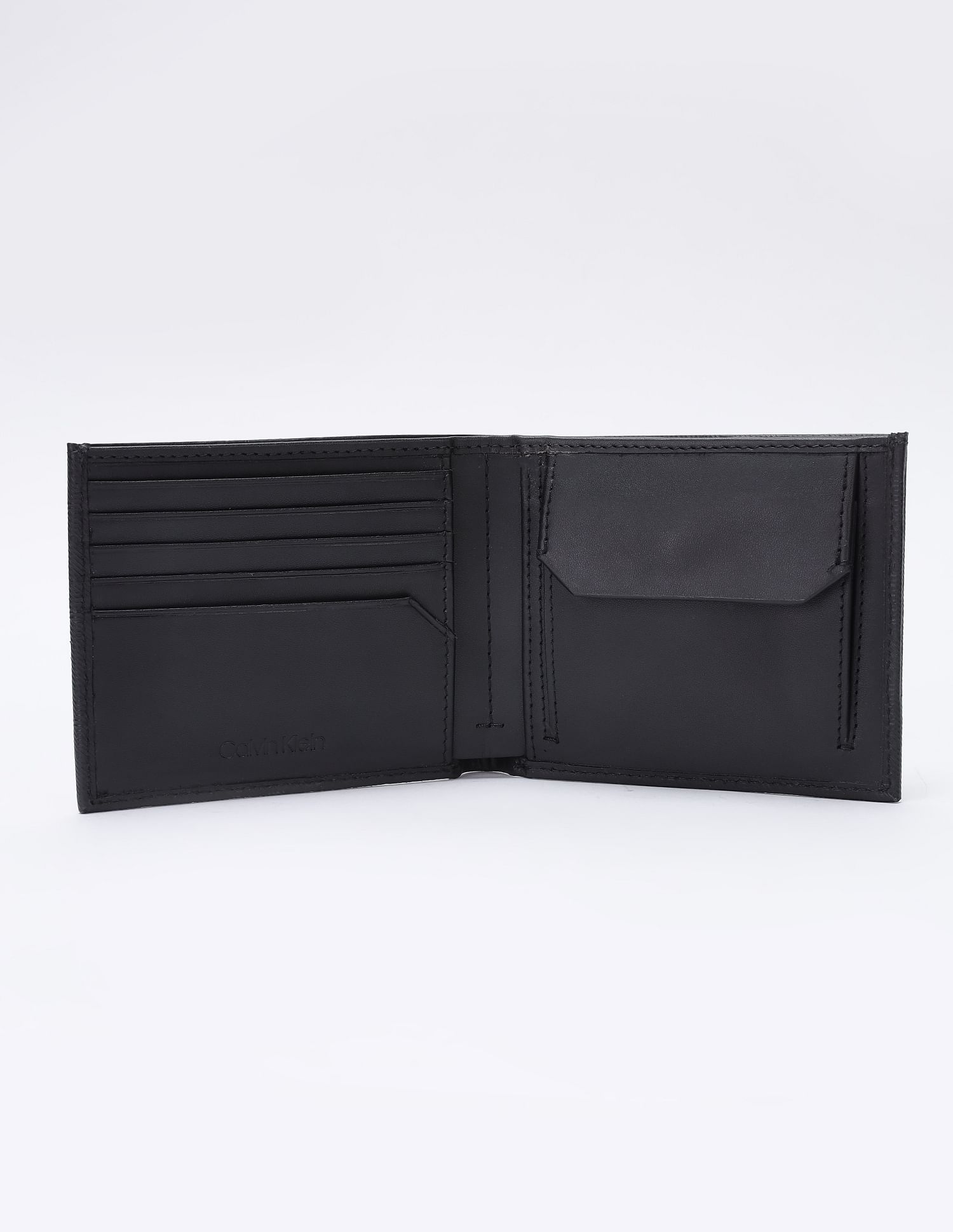 Calvin Klein Logo Black Leather Bi-Fold Wallet