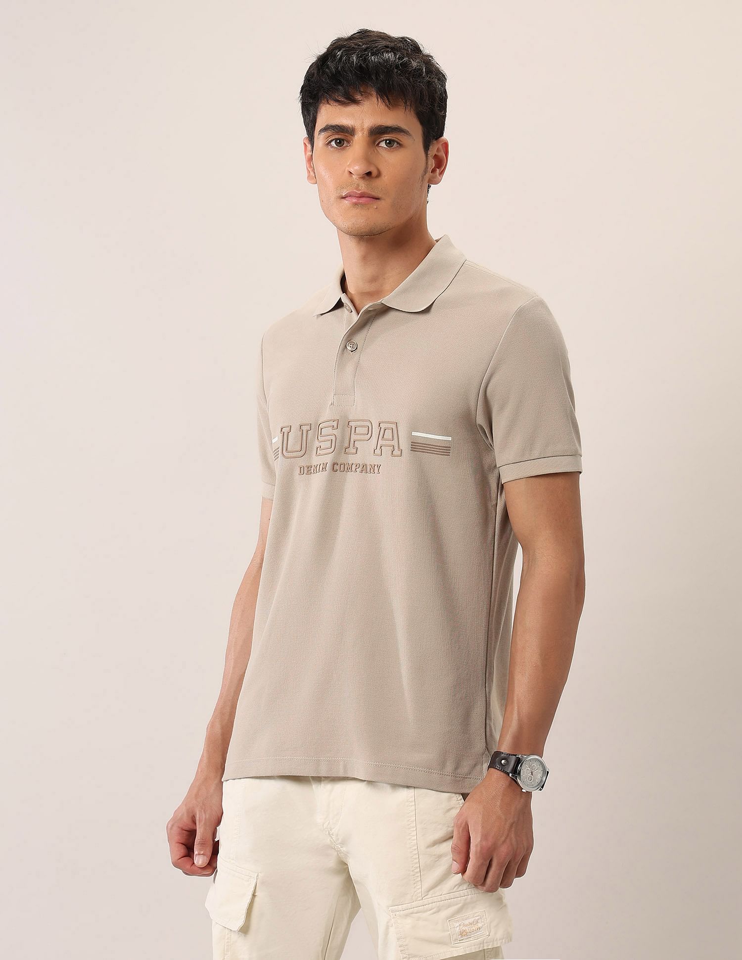 U.S. Polo Assn. Denim Co. Brand Embossed Muscle Fit Polo Shirt