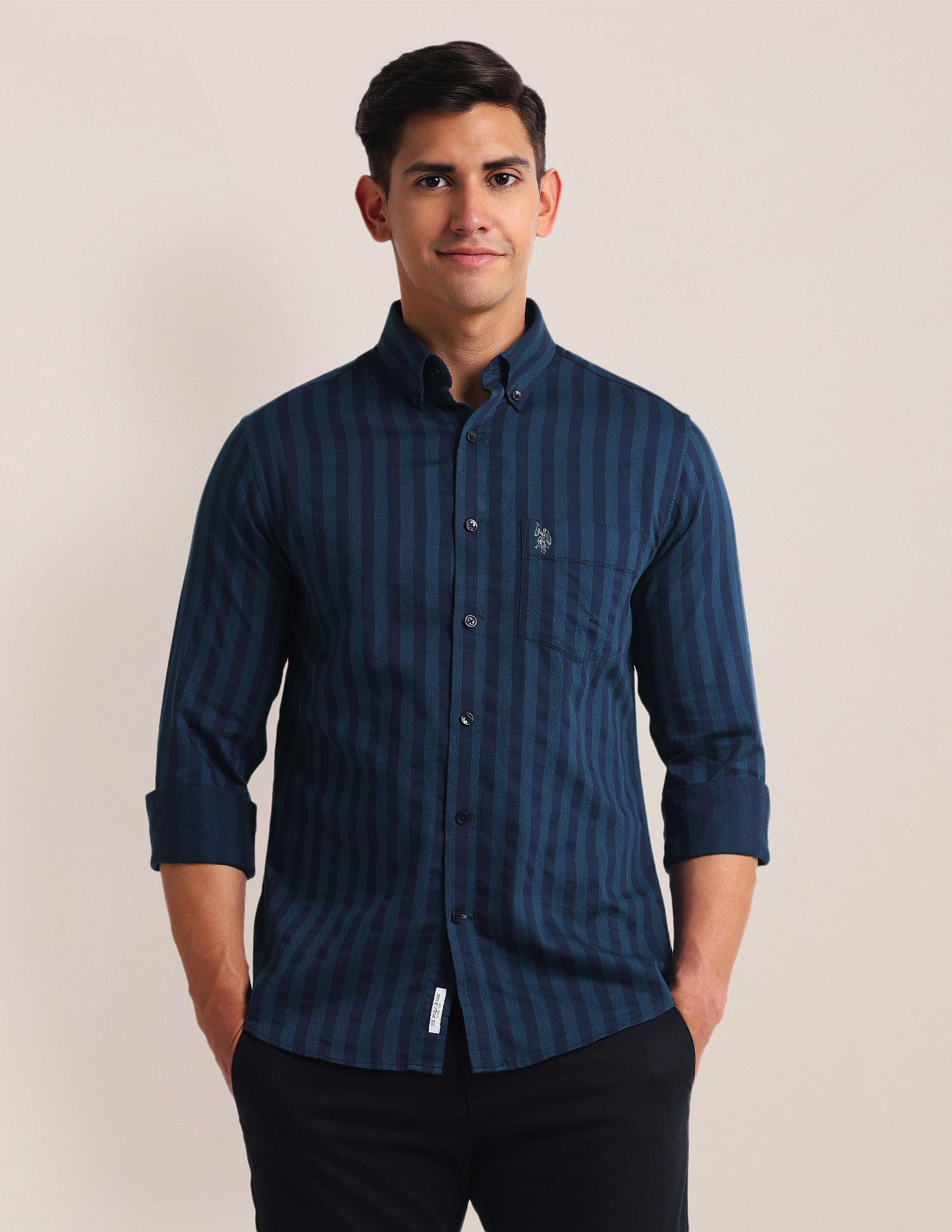 U.S. Polo Assn. Button Down Collar Vertical Stripe Shirt
