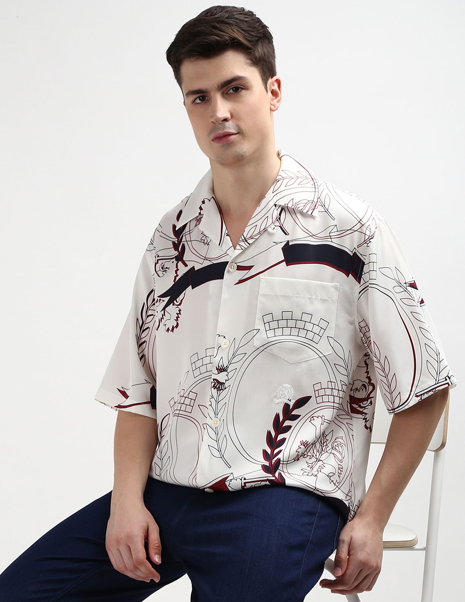 Tommy Hilfiger Cuban Collar Abstract Print Shirt