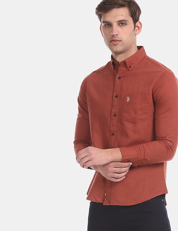 black and red polo button down