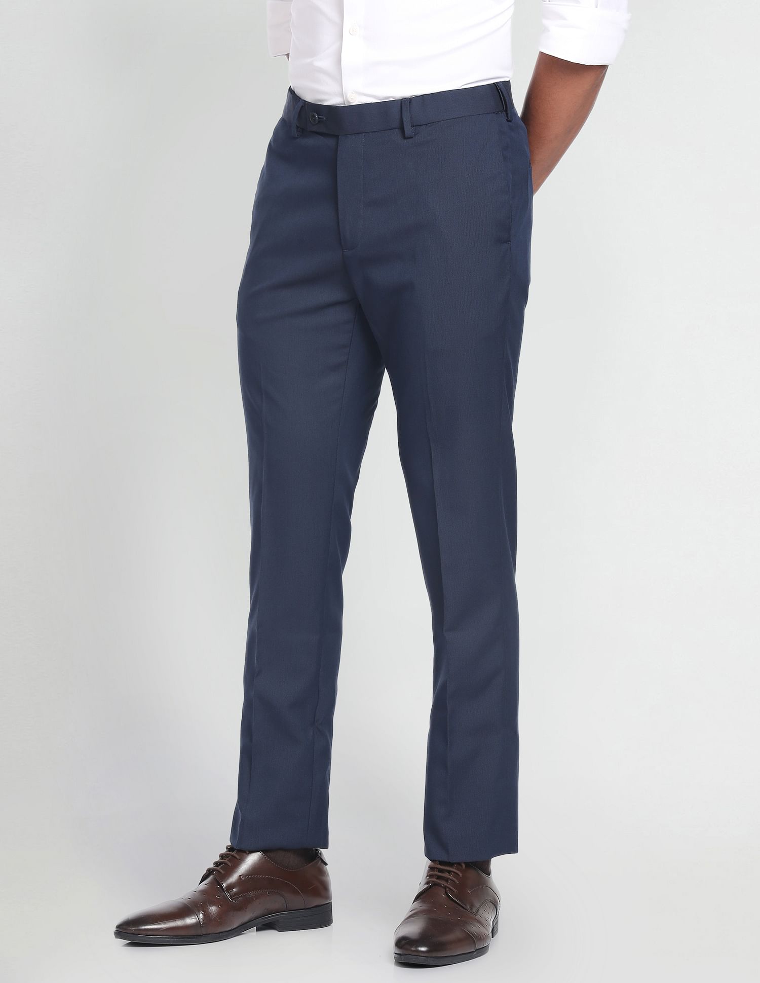 Arrow Mid Rise Dobby Formal Trousers