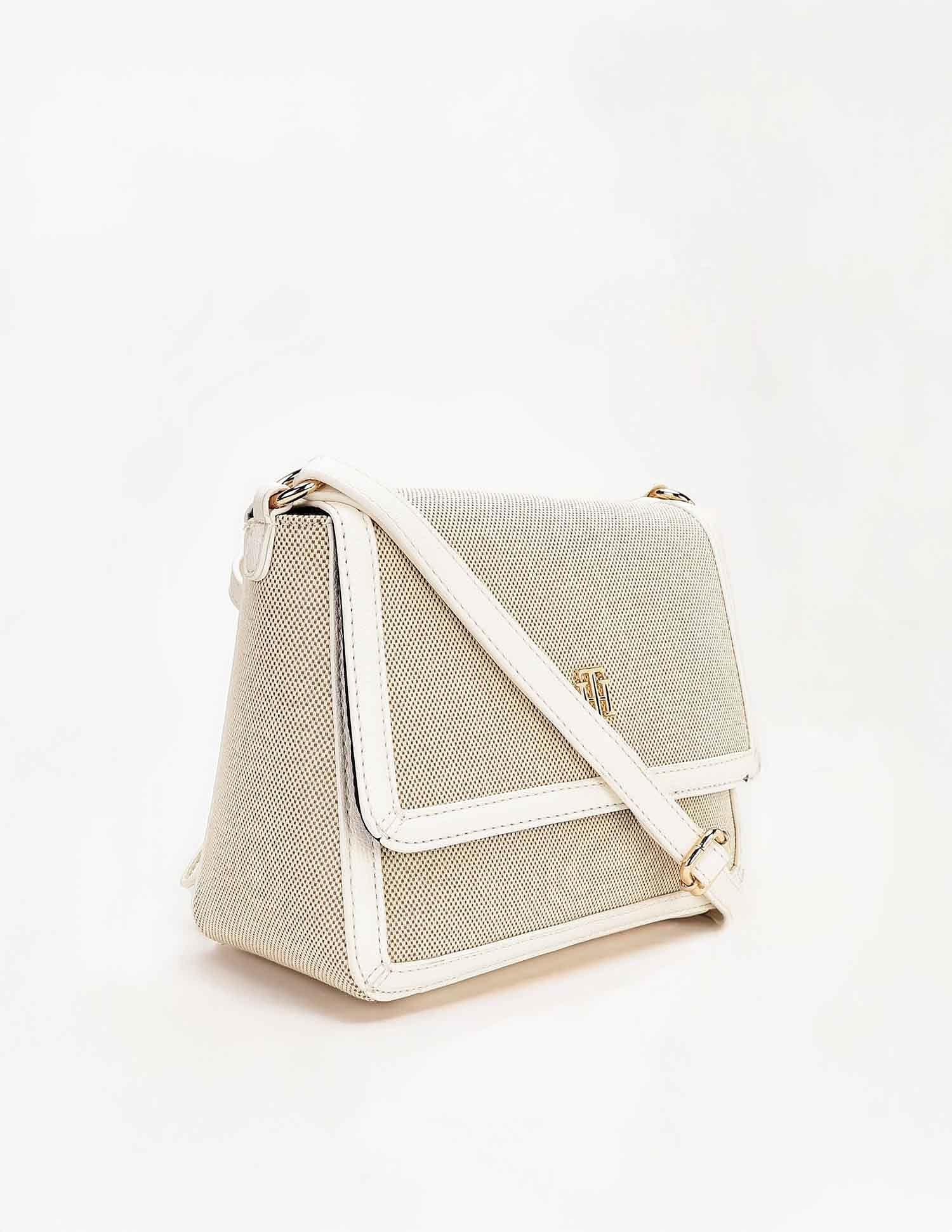 Tommy Hilfiger Solid White Polyester Sling Bags