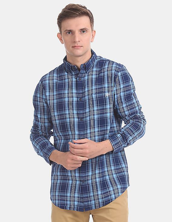 Aeropostale Blue Button Down Collar Check Shirt