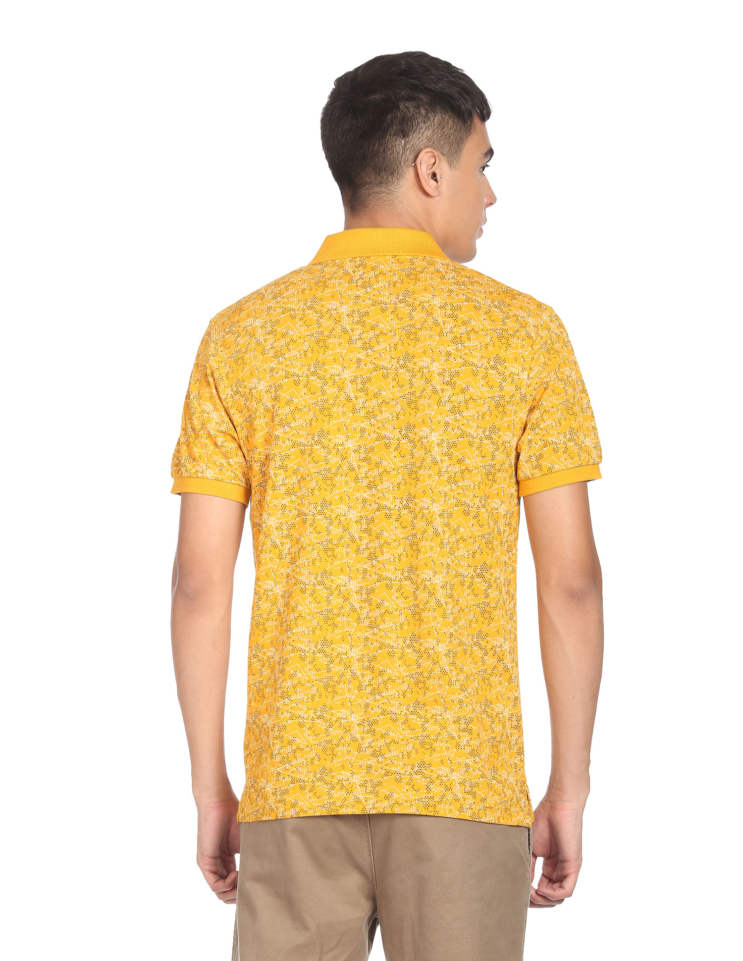 Flying Machine All Over Abstract Print Cotton Polo Shirt
