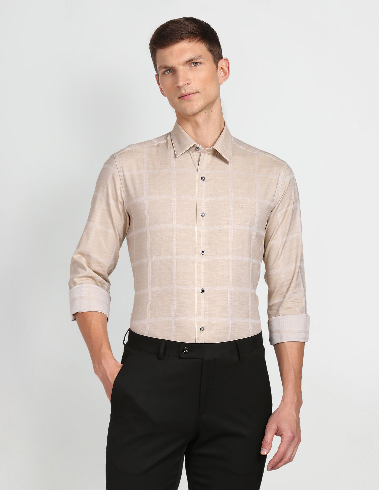 Arrow Newyork Windowpane Check Manhattan Slim Fit Shirt