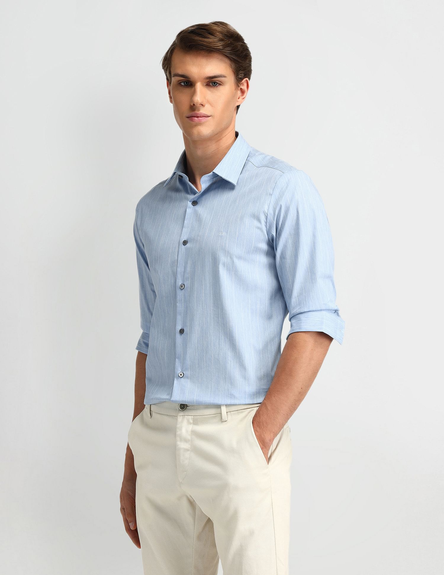 Arrow Newyork Brooklyn Fit Vertical Striped Shirt