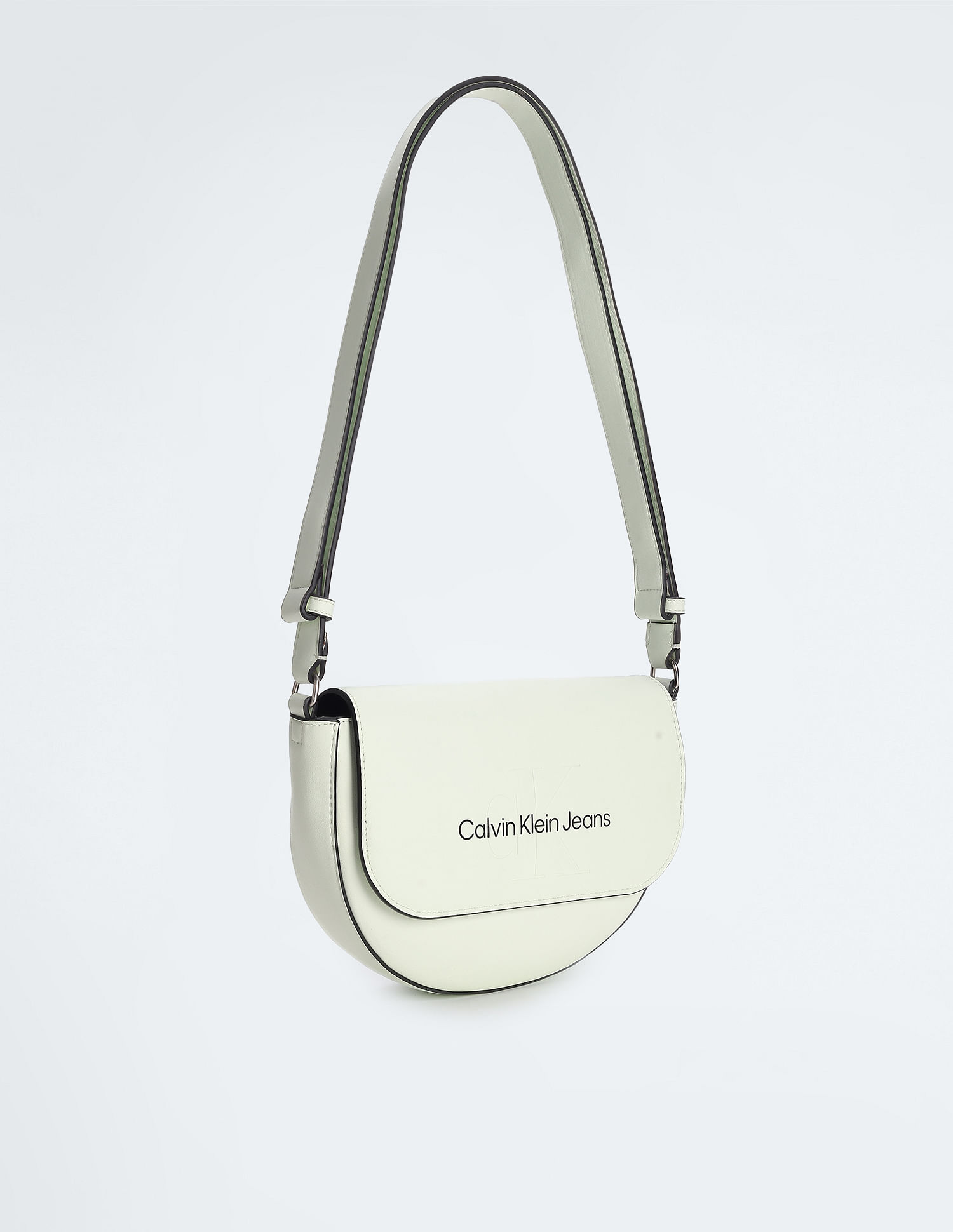 Calvin Klein Jeans monogram logo strap saddle bag in black