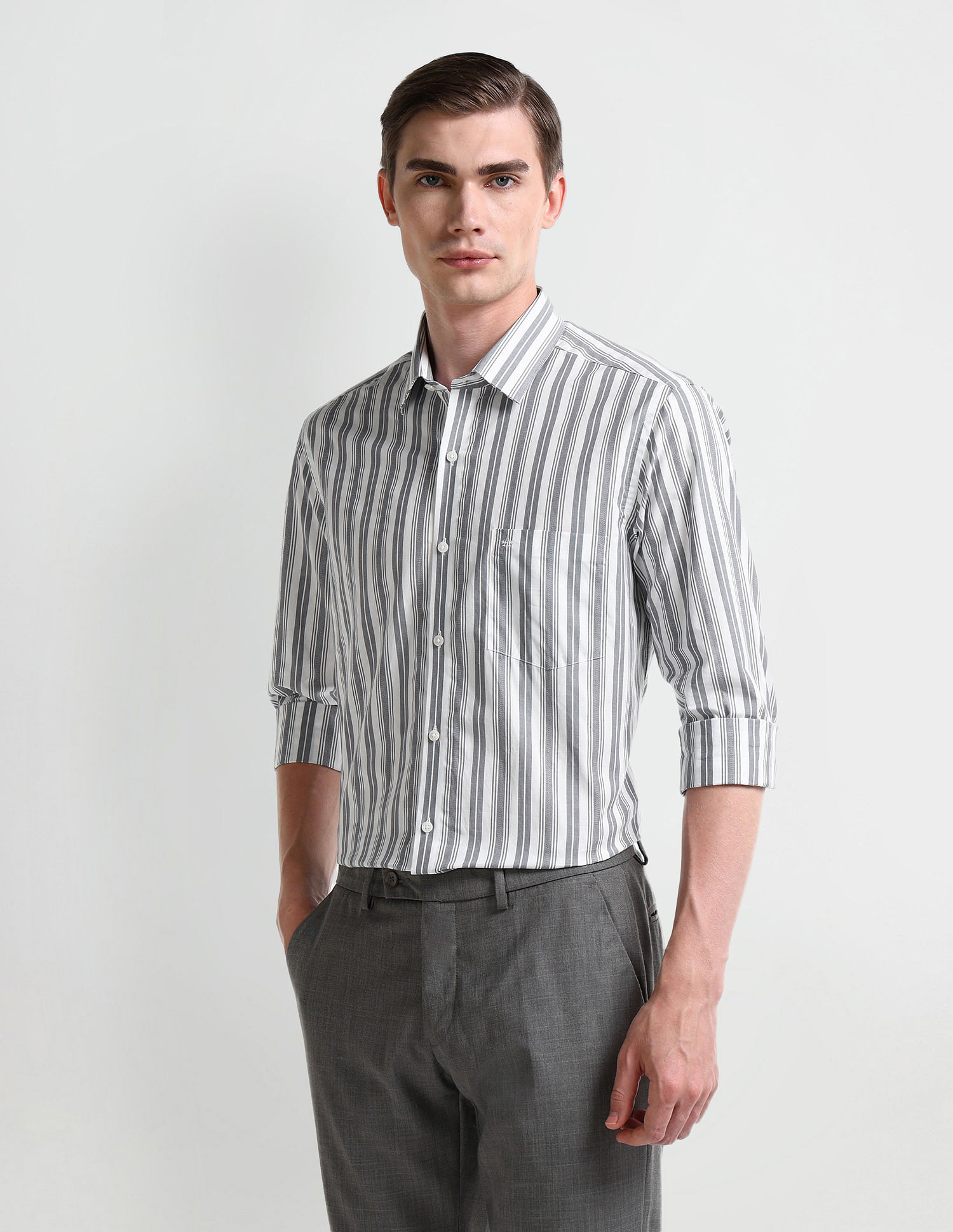 Arrow Vertical Striped Cotton Shirt
