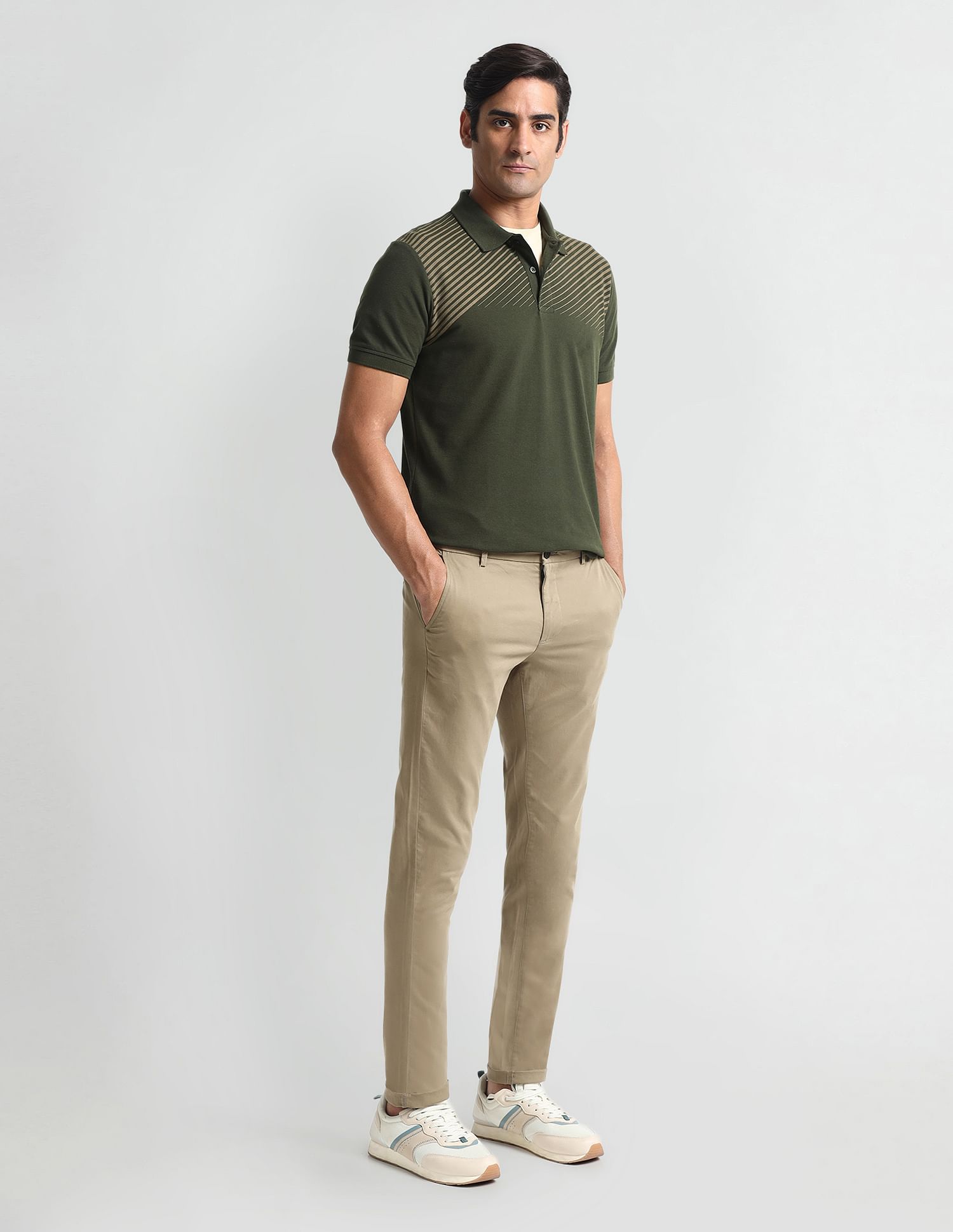 Arrow Sport Diagonal Stripe Pique Polo Shirt