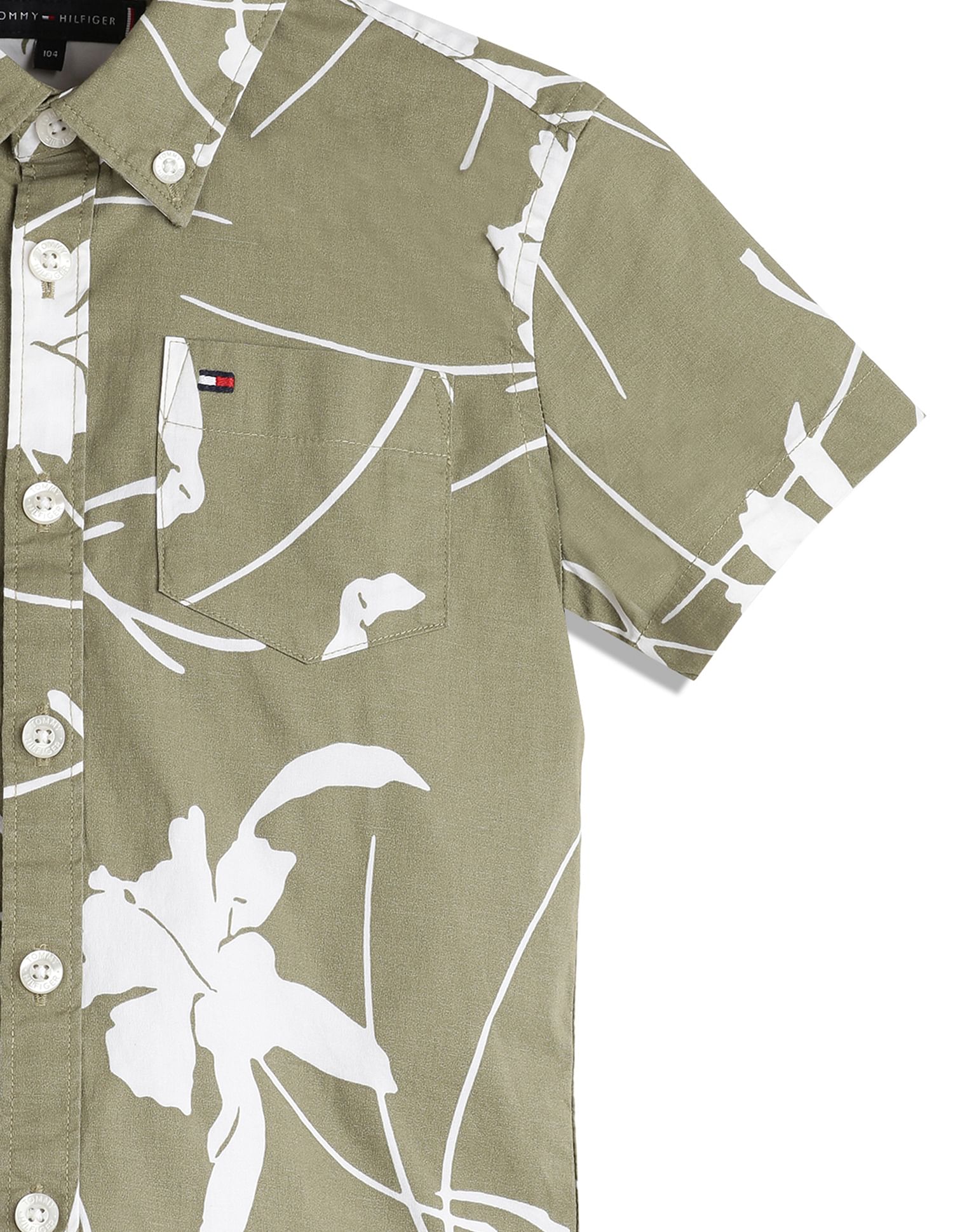 Tommy Hilfiger Kids Boys Organic Cotton Tropical Print Shirt