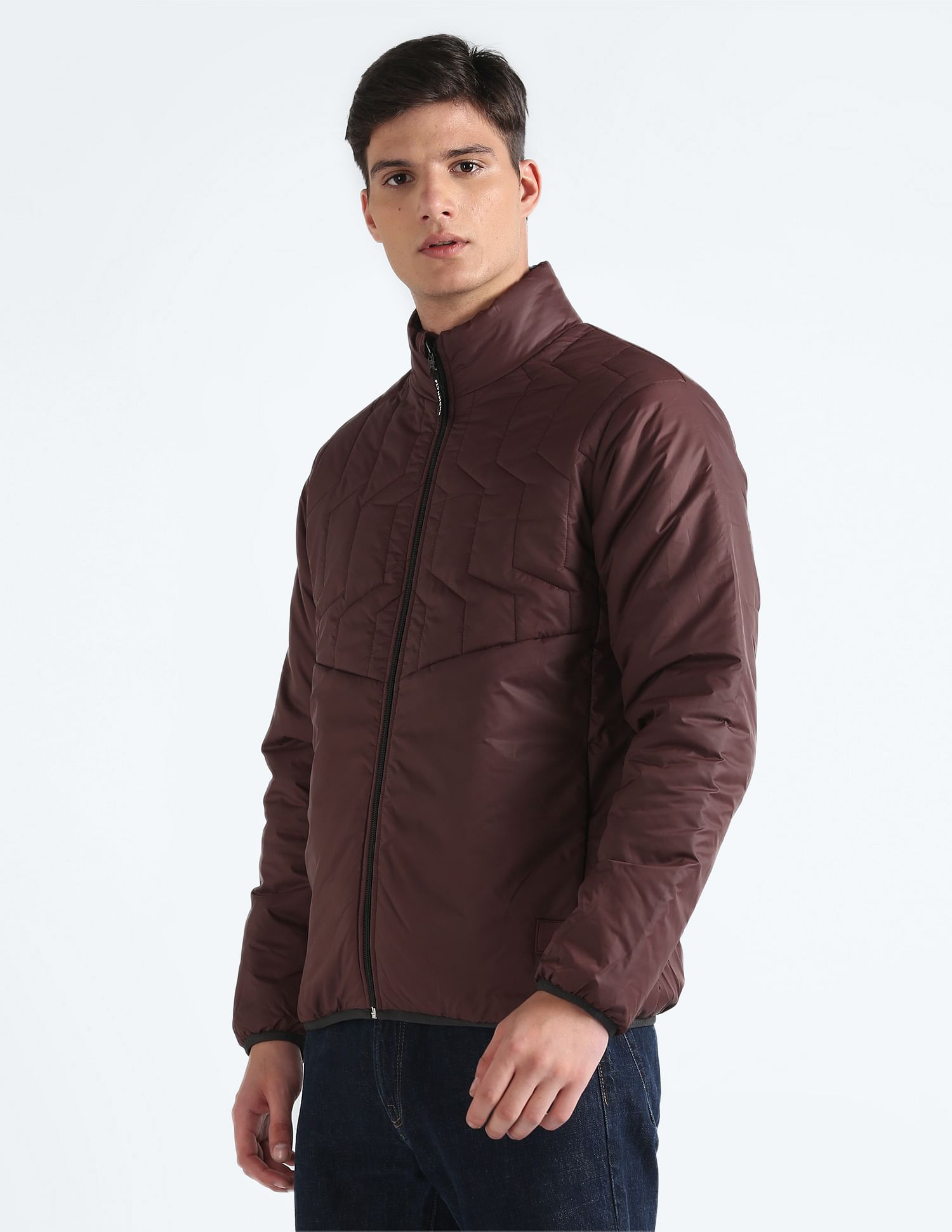 Flying Machine Reversible Solid Quilted Jacket