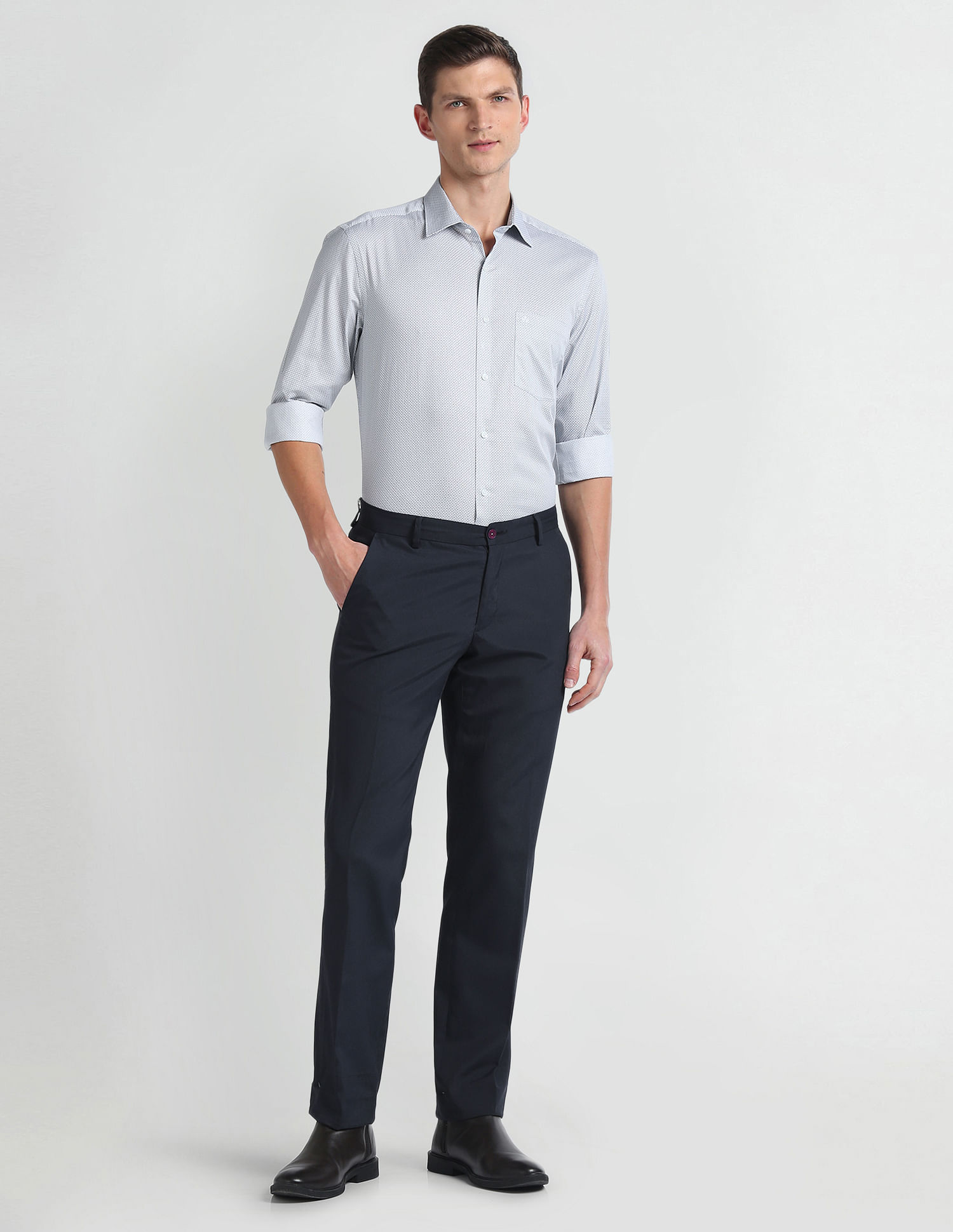 Arrow Geometric Print Twill Auto Press Shirt