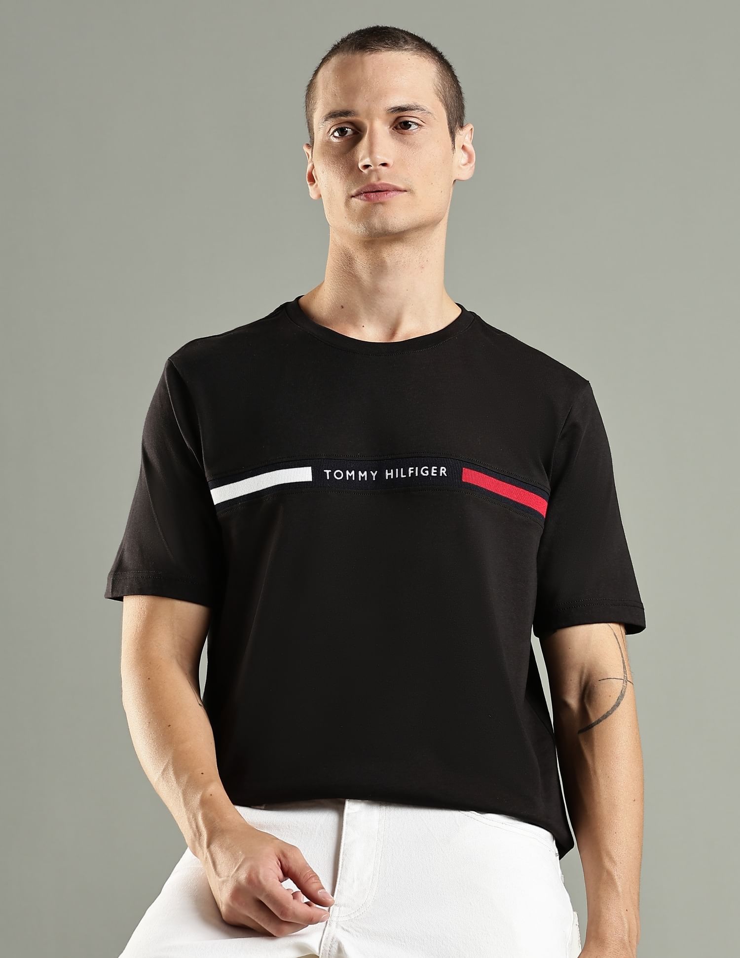 Tommy Hilfiger Embroidered Logo Regular Fit Cotton T-Shirt