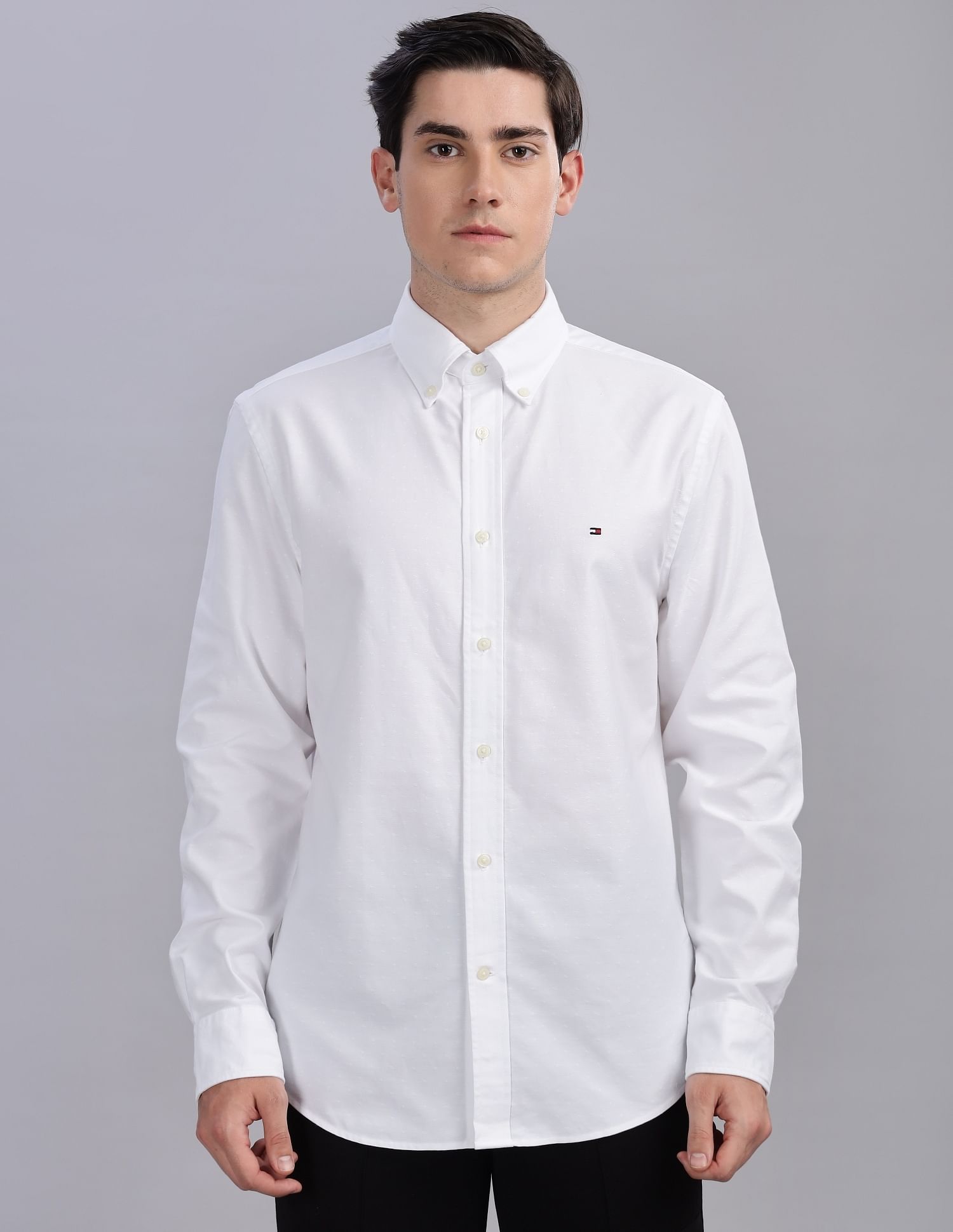 Tommy Hilfiger Solid Regular-Fit Oxford Woven Shirt