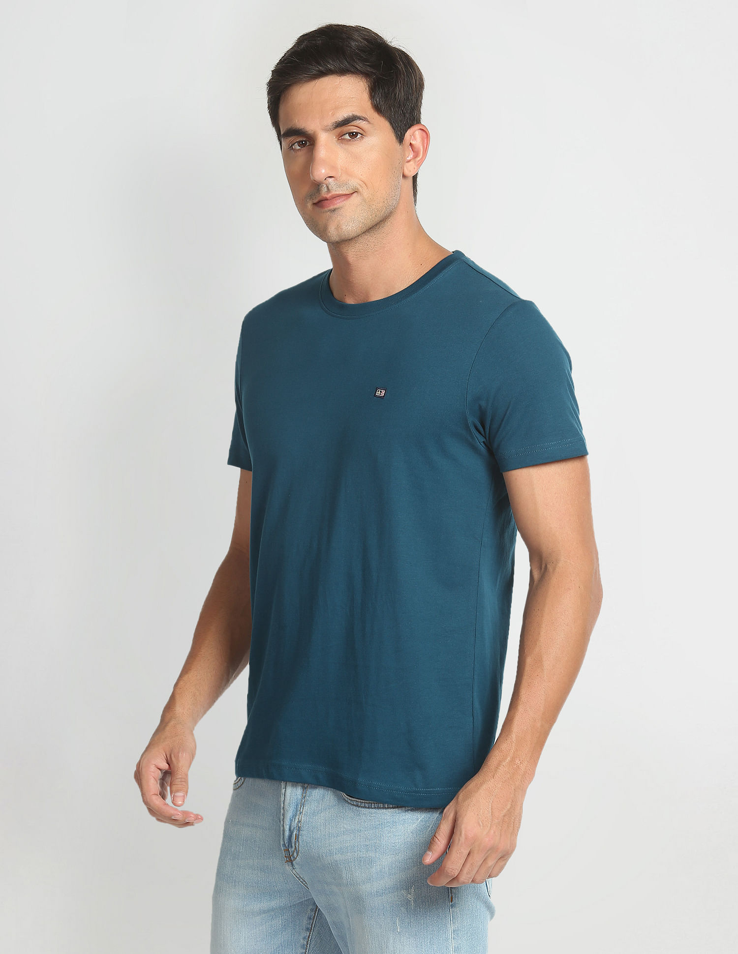 Arrow Sports Solid Crew Neck Cotton T-Shirt