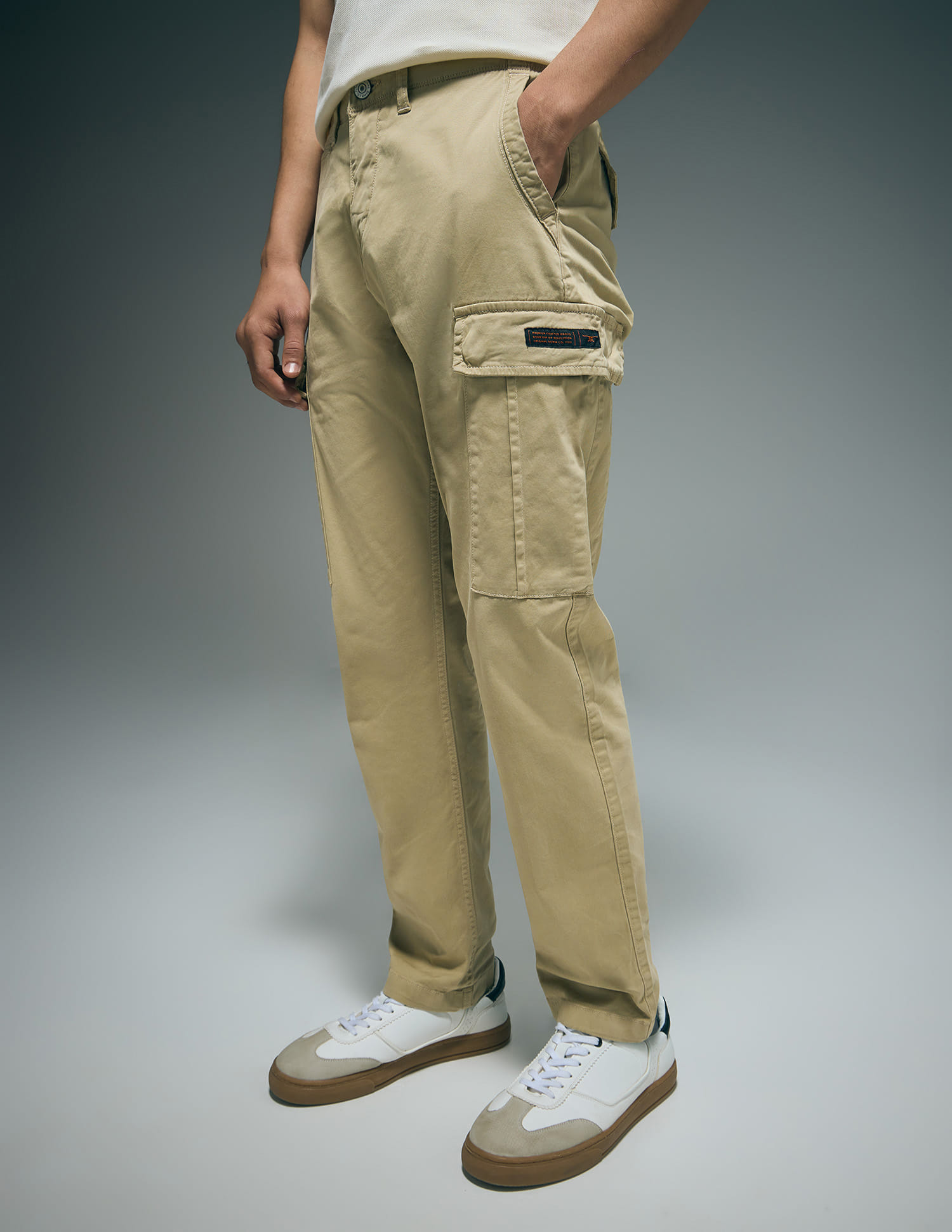 Buy Flying Machine Cotton Stretch Twill Cargo Pants