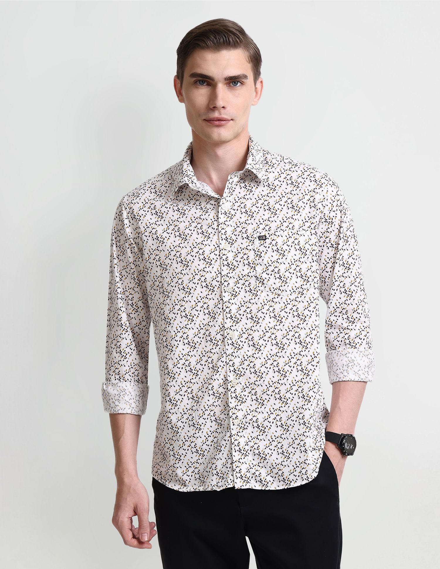 Arrow Sport Slim Fit Geometric Print Shirt