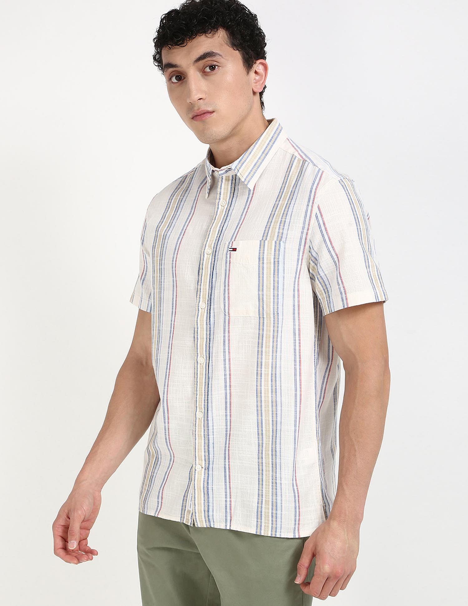 Tommy Hilfiger Kids Crisp White Vertical-Striped Shirt
