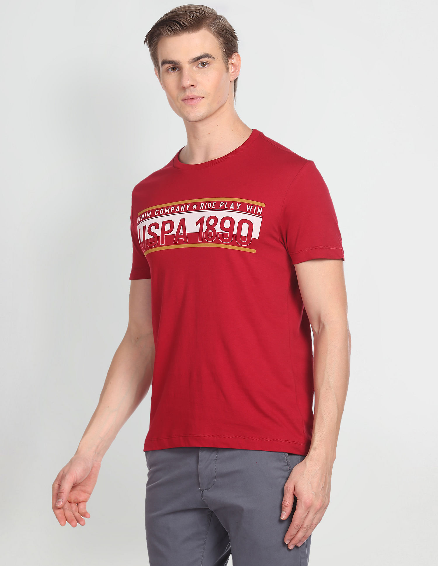 U.S. Polo Assn. Denim Co. Crew Neck Short Sleeve Brand Print T-Shirt
