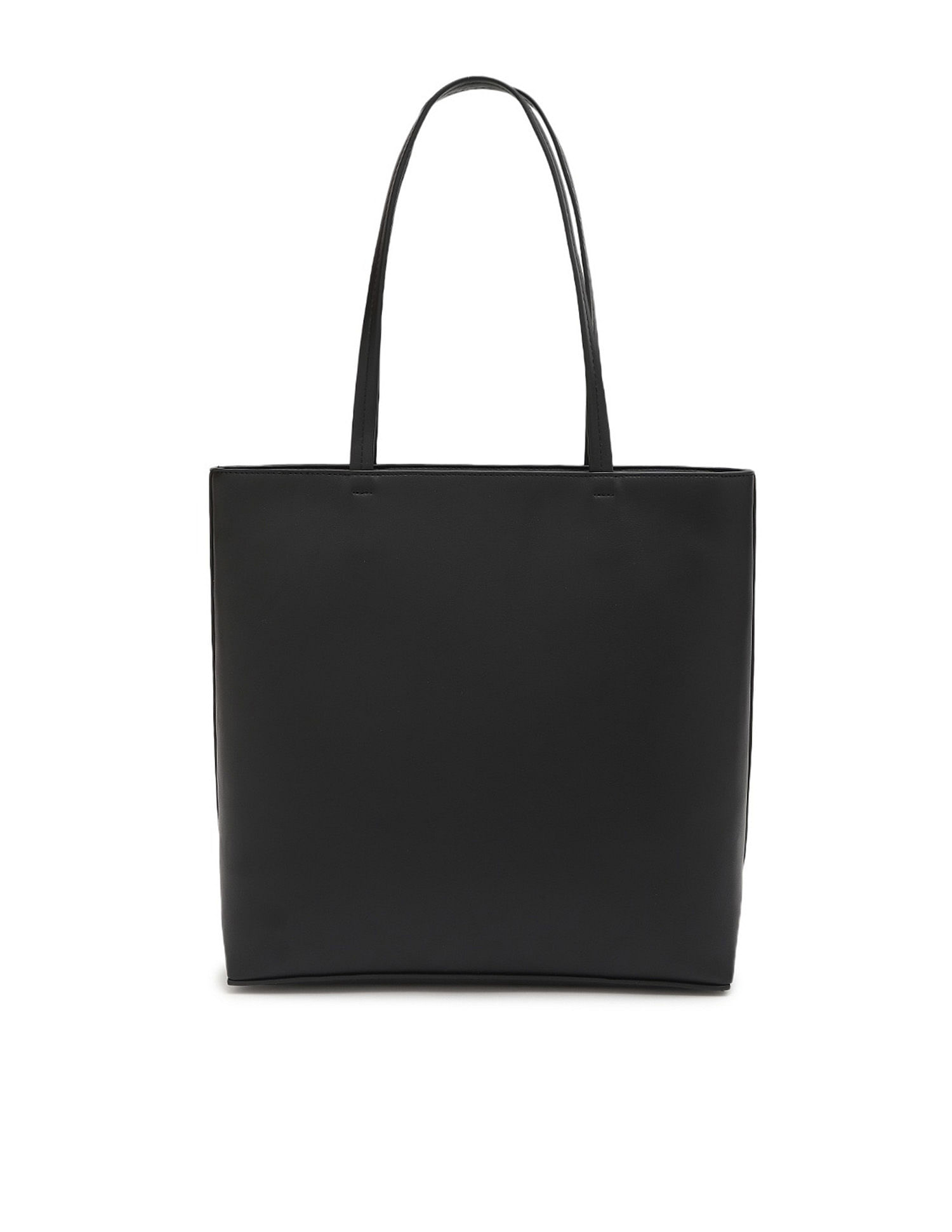 Tommy Hilfiger Solid Black Pu Tote Bag