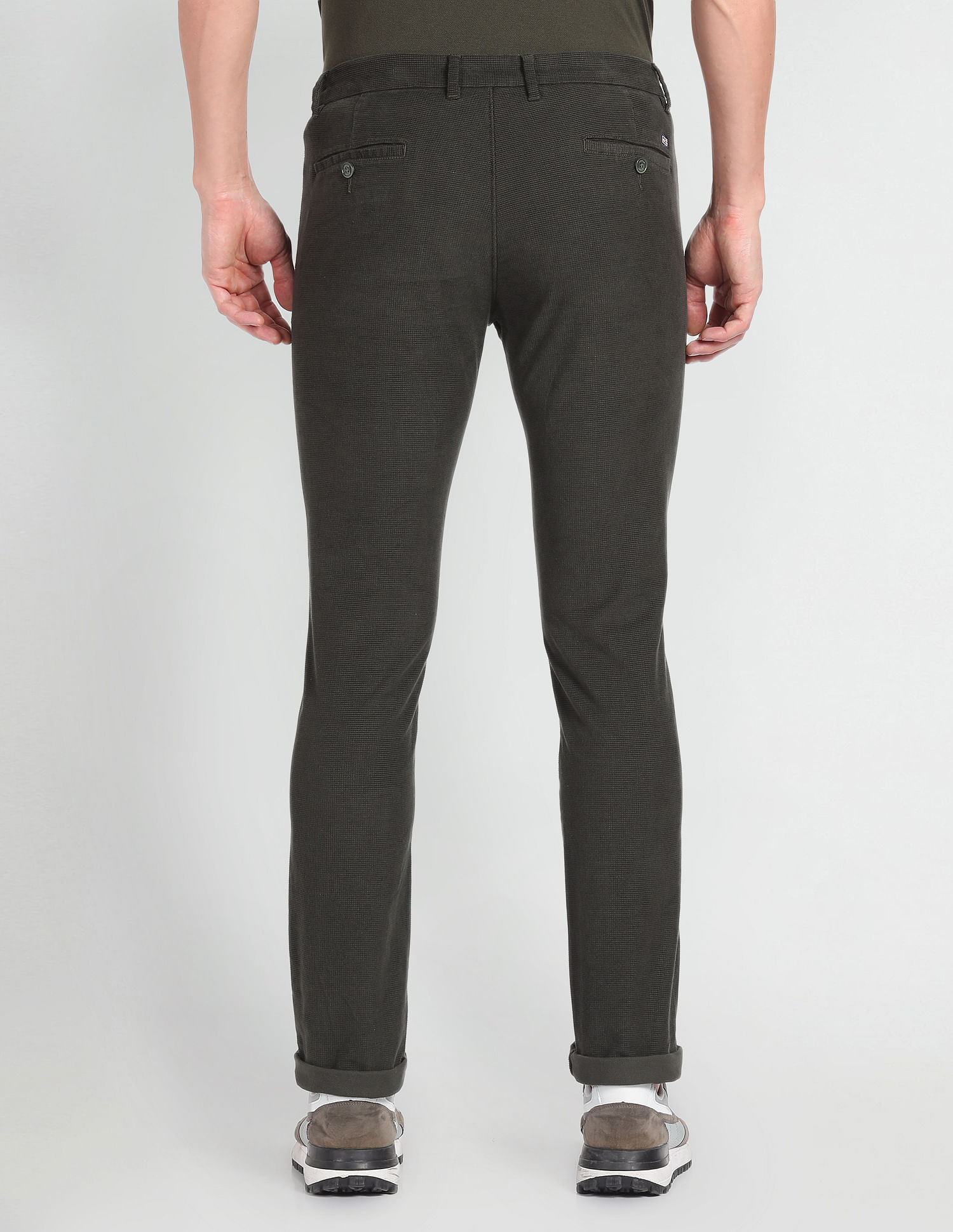 Arrow Sports Solid Dobby Trousers