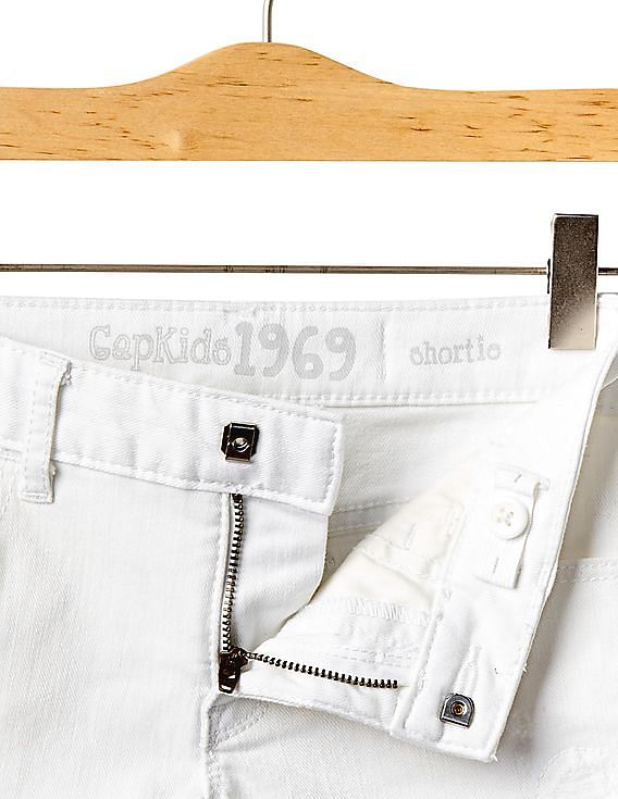 GAP Girls White 1969 Frayed Denim Shorty Short