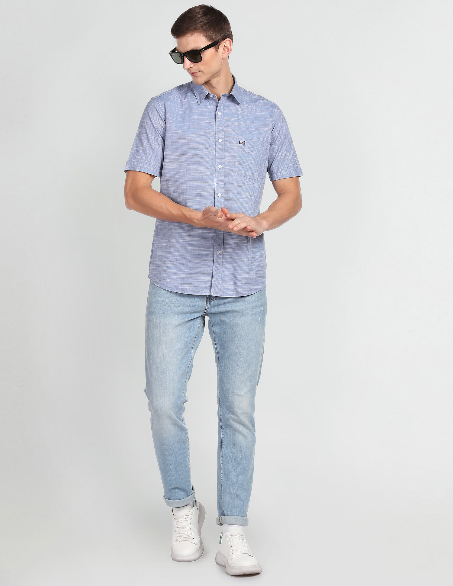 Arrow Sports Horizontal Stripe Slim Fit Shirt