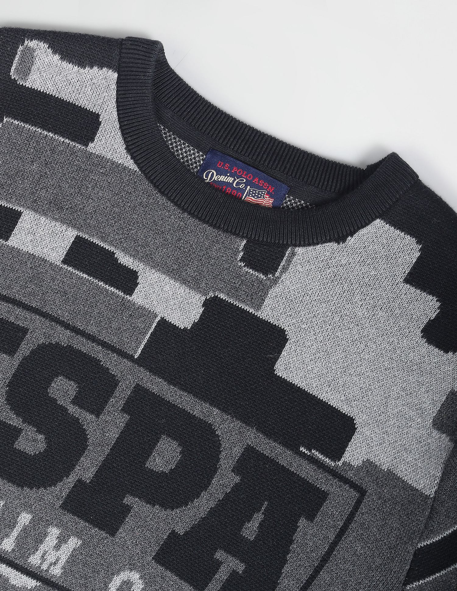 U.S. Polo Assn. Denim Co. Crew Neck Brand Patterned Sweater