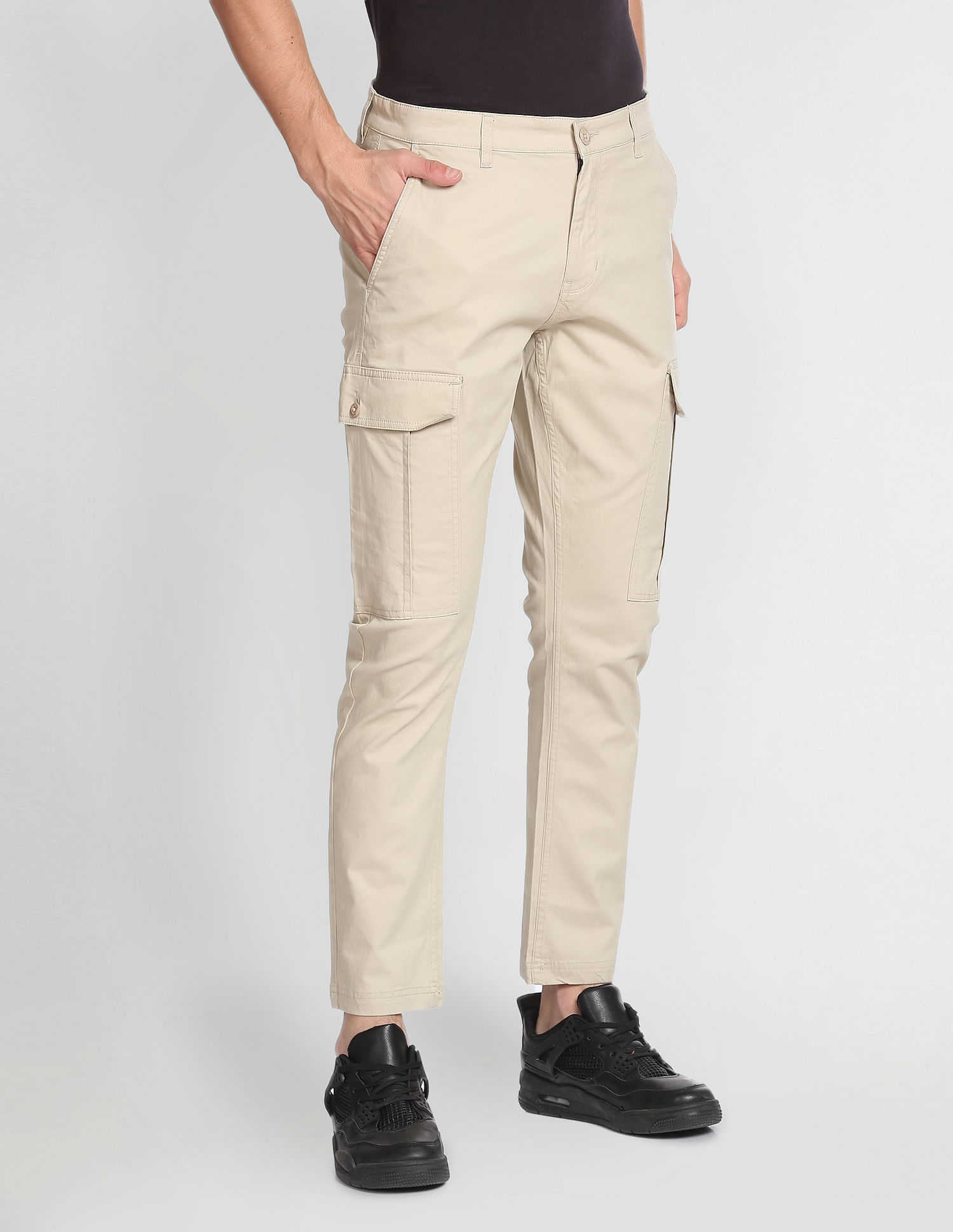 Buy Flying Machine Men Grey Solid Cargo Joggers - Trousers for Men 1821336  | Myntra