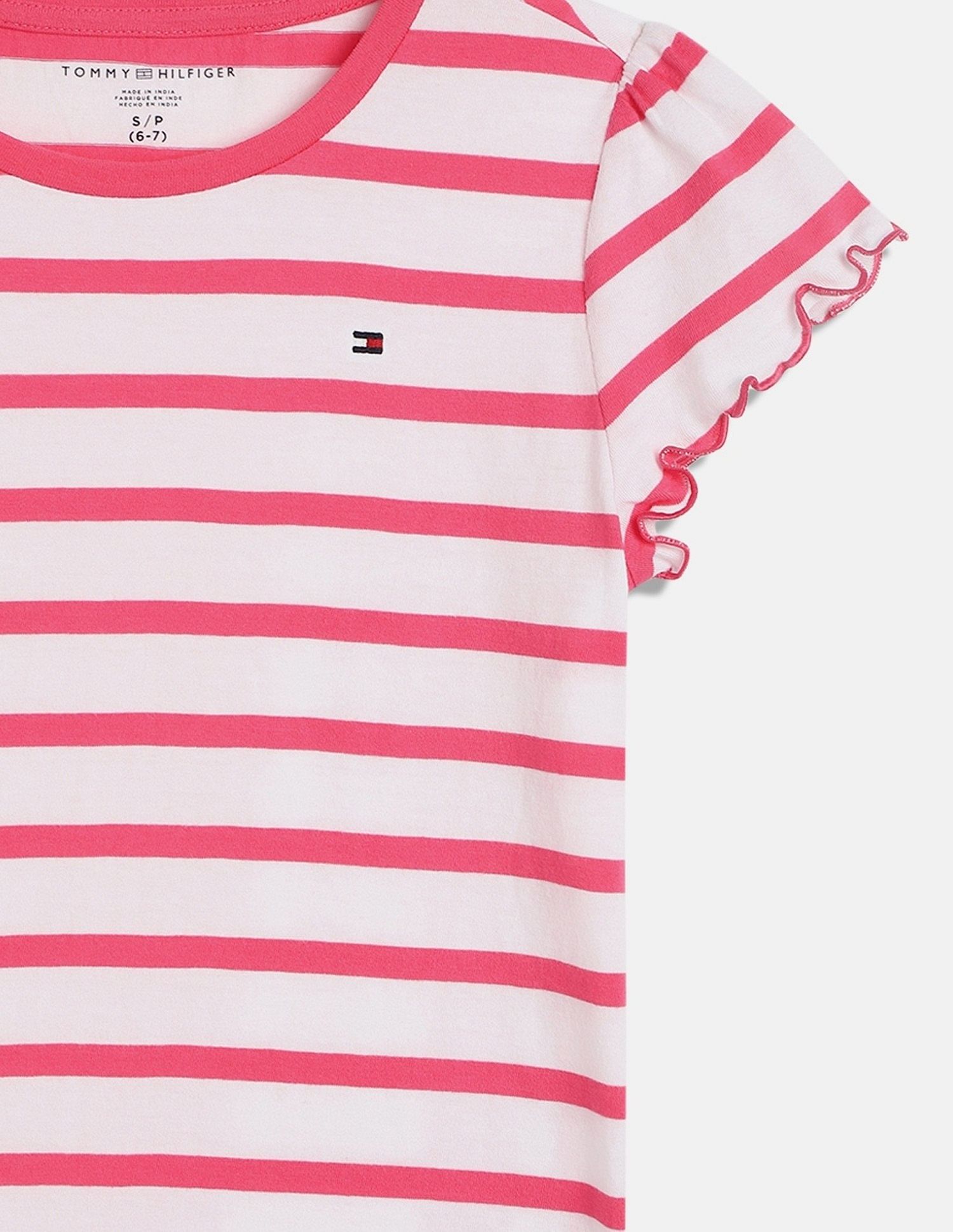 Tommy Hilfiger Girls Pink Horizontal Striped T-Shirt