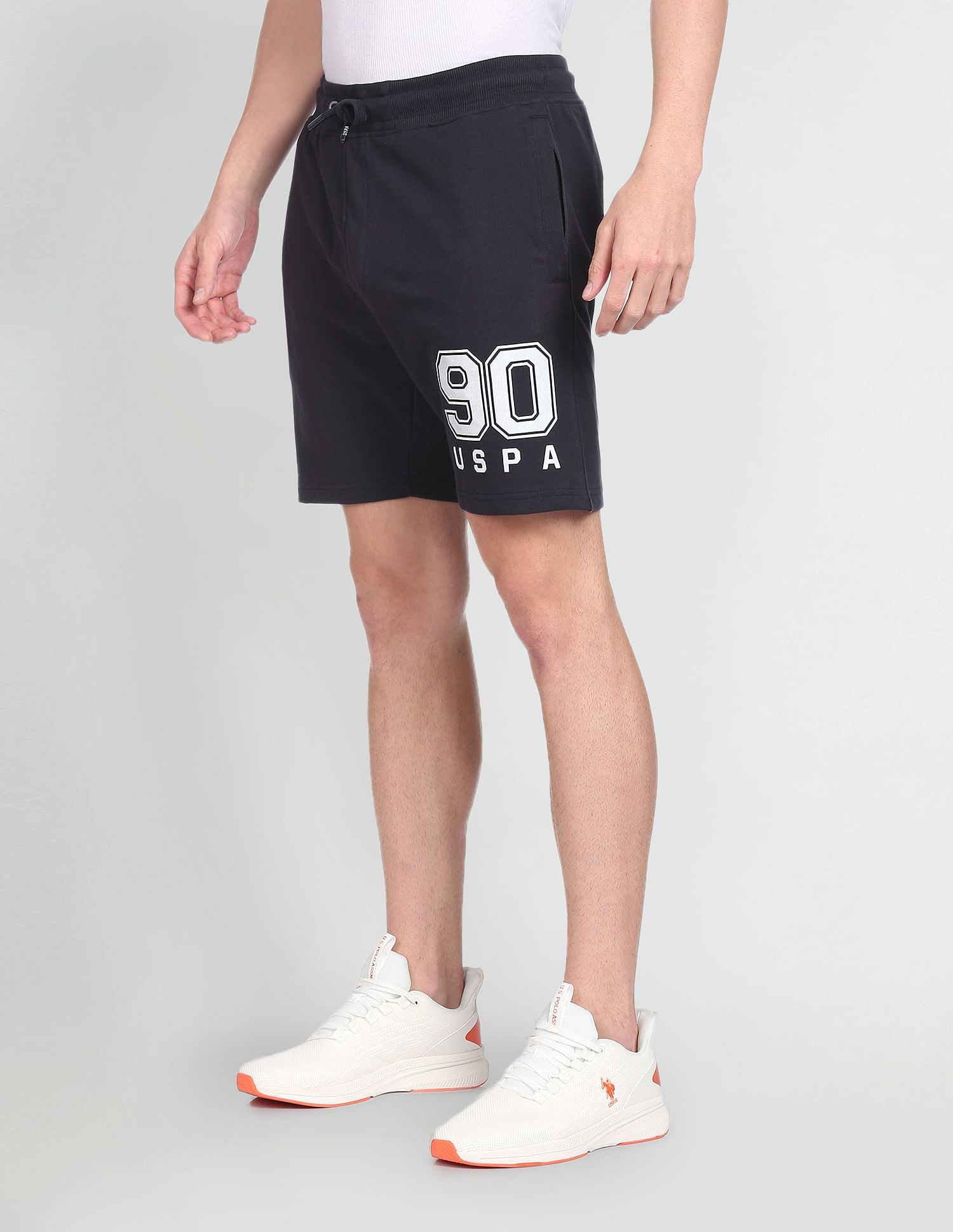U.S. Polo Assn. Denim Co. Mid Rise Drawstring Waist Solid Knit Shorts