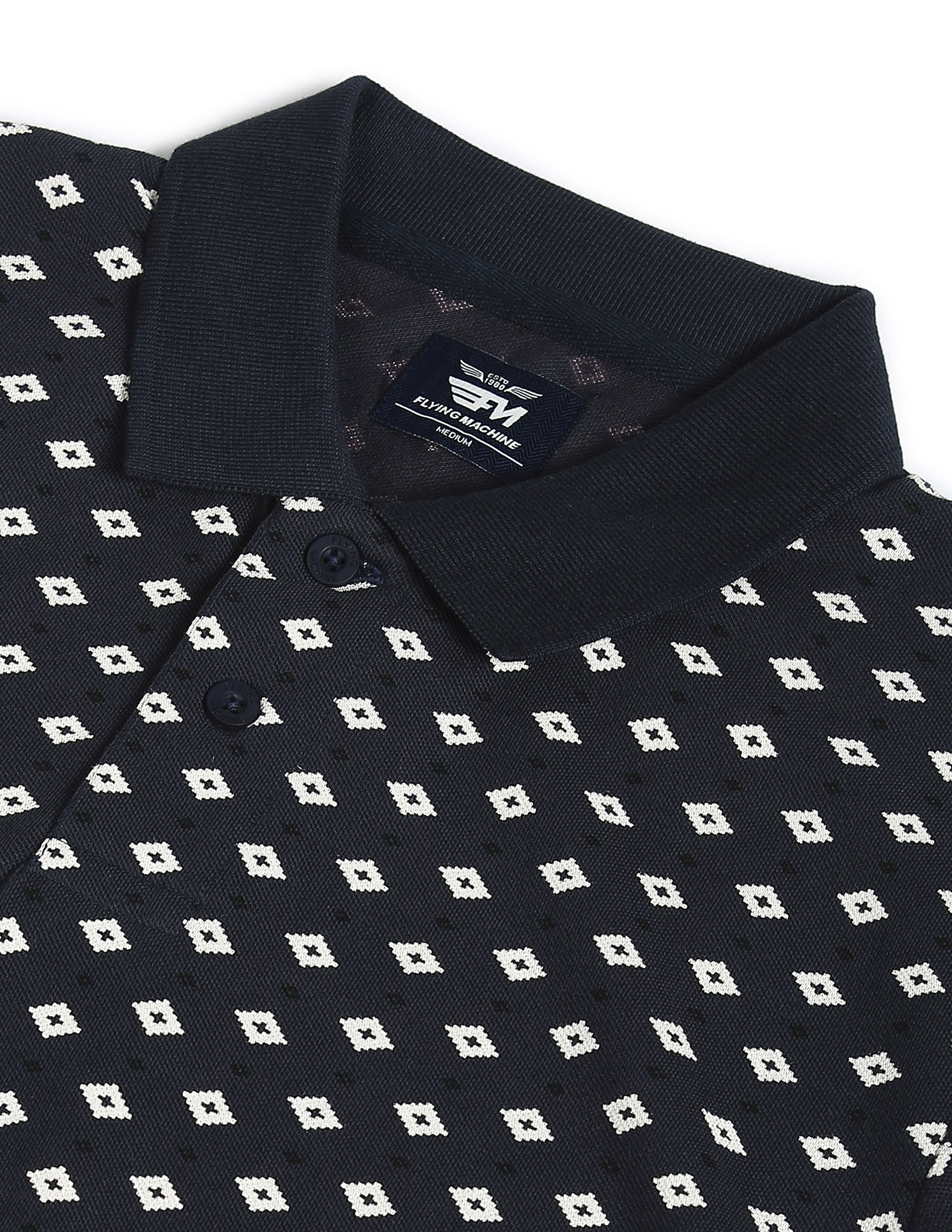 Flying Machine Geometric Print Polo Shirt