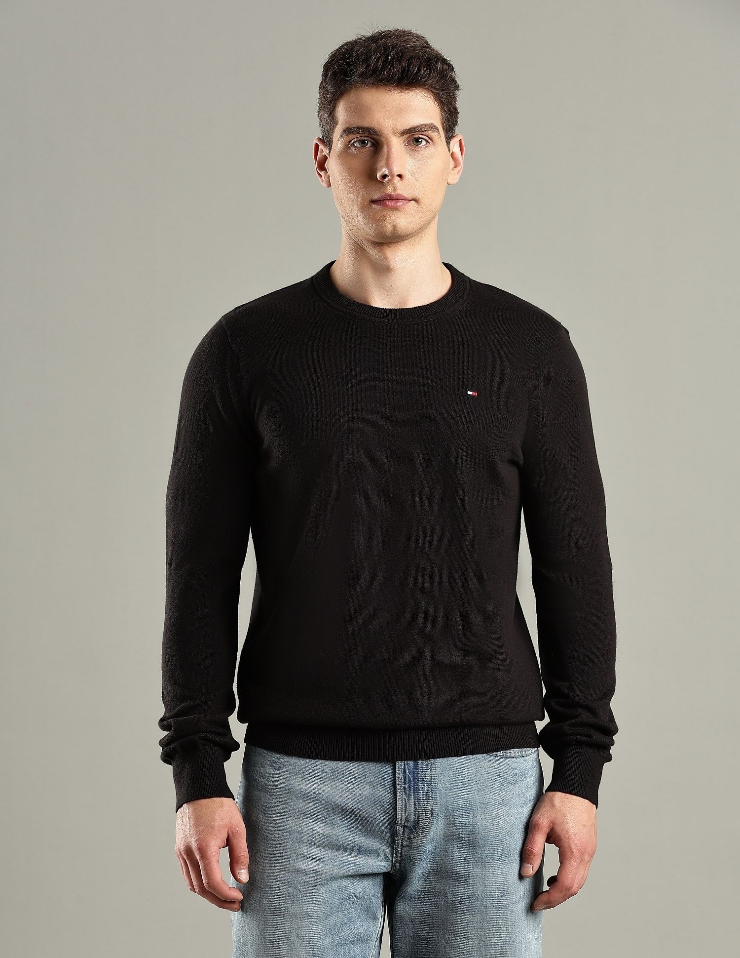 Tommy Hilfiger Solid Regular-Fit Cotton Sweater