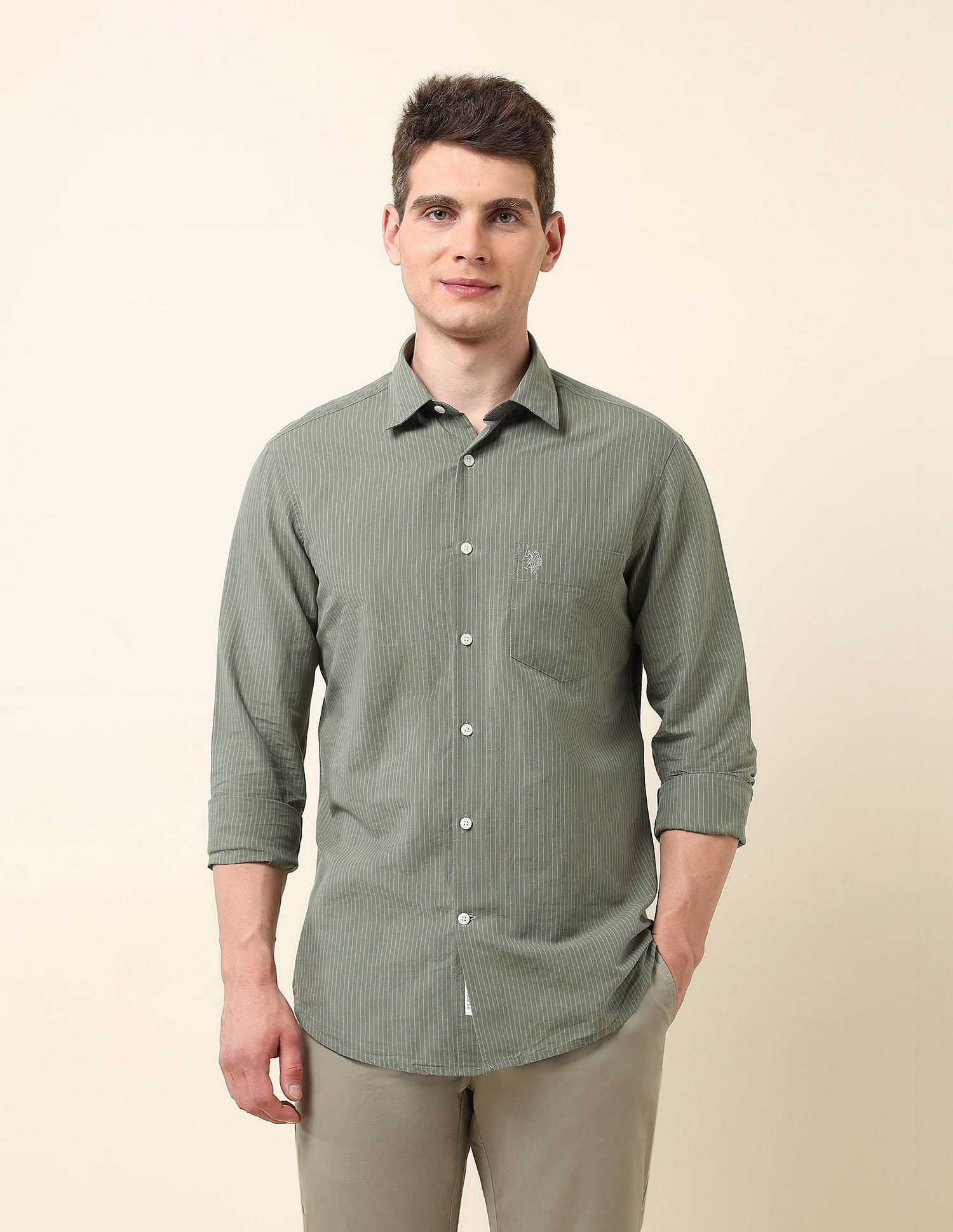 U.S. Polo Assn. Pinstriped Tailored Fit Shirt