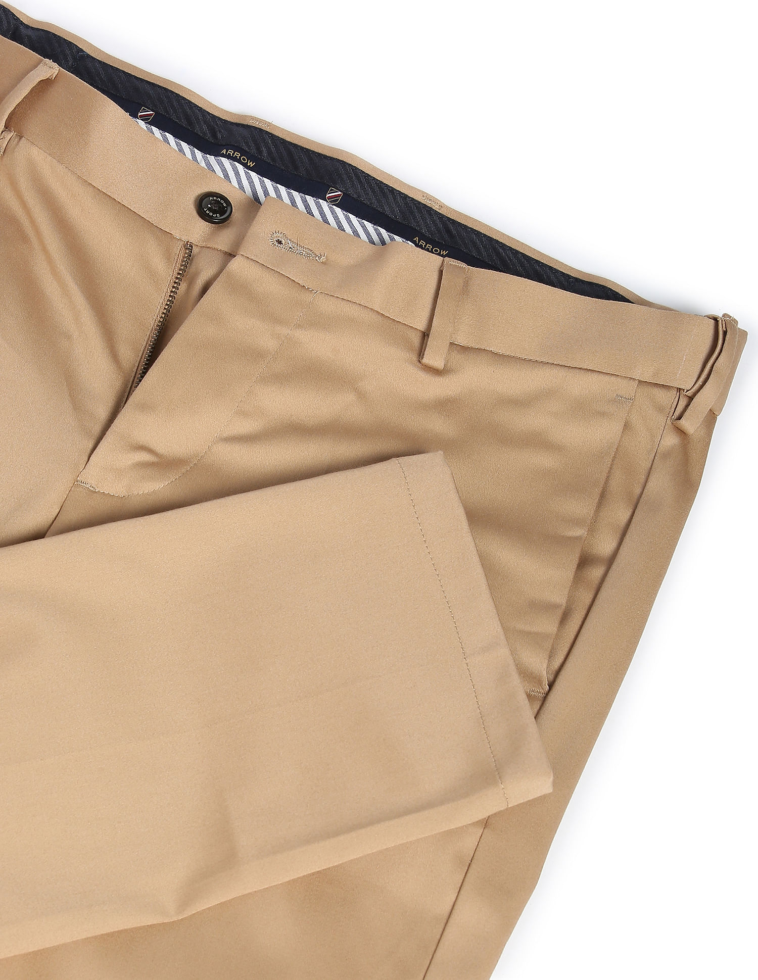 Buy Arrow Men Beige Hudson Tailored Fit Solid Formal Trousers  NNNOWcom