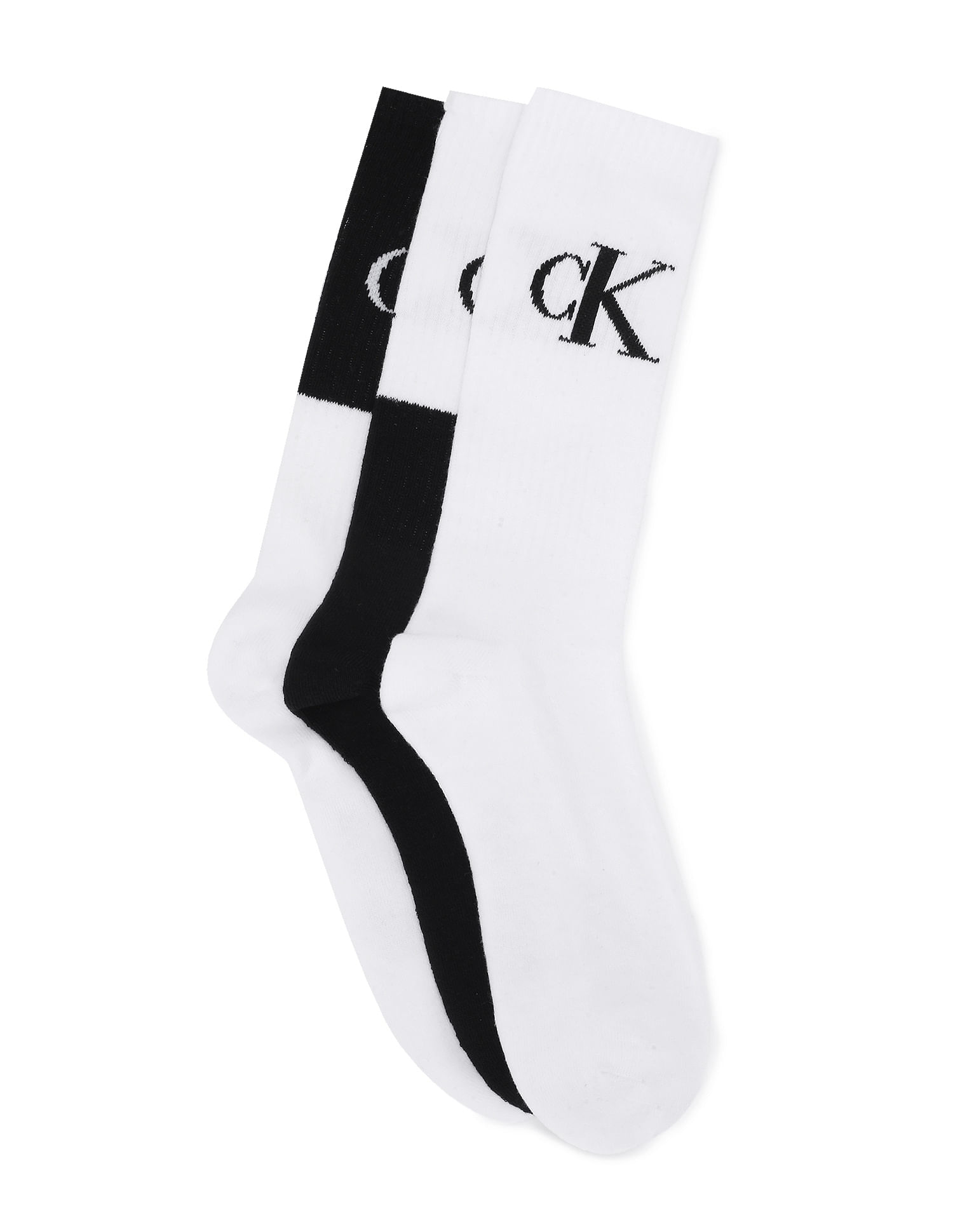 Buy Calvin Klein Men Assorted Ribbed Top Mid-Calf Length Socks - Pack Of 3  