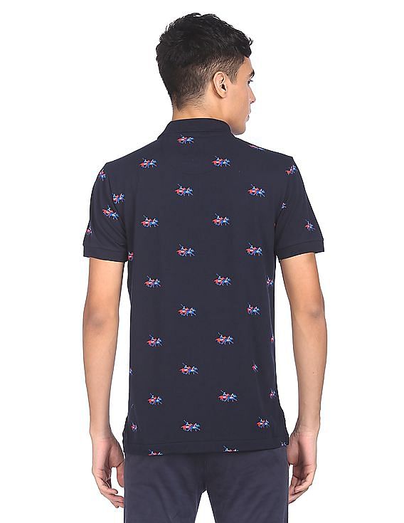 U.S. Polo Assn. Ribbed Collar Logo Print Polo Shirt