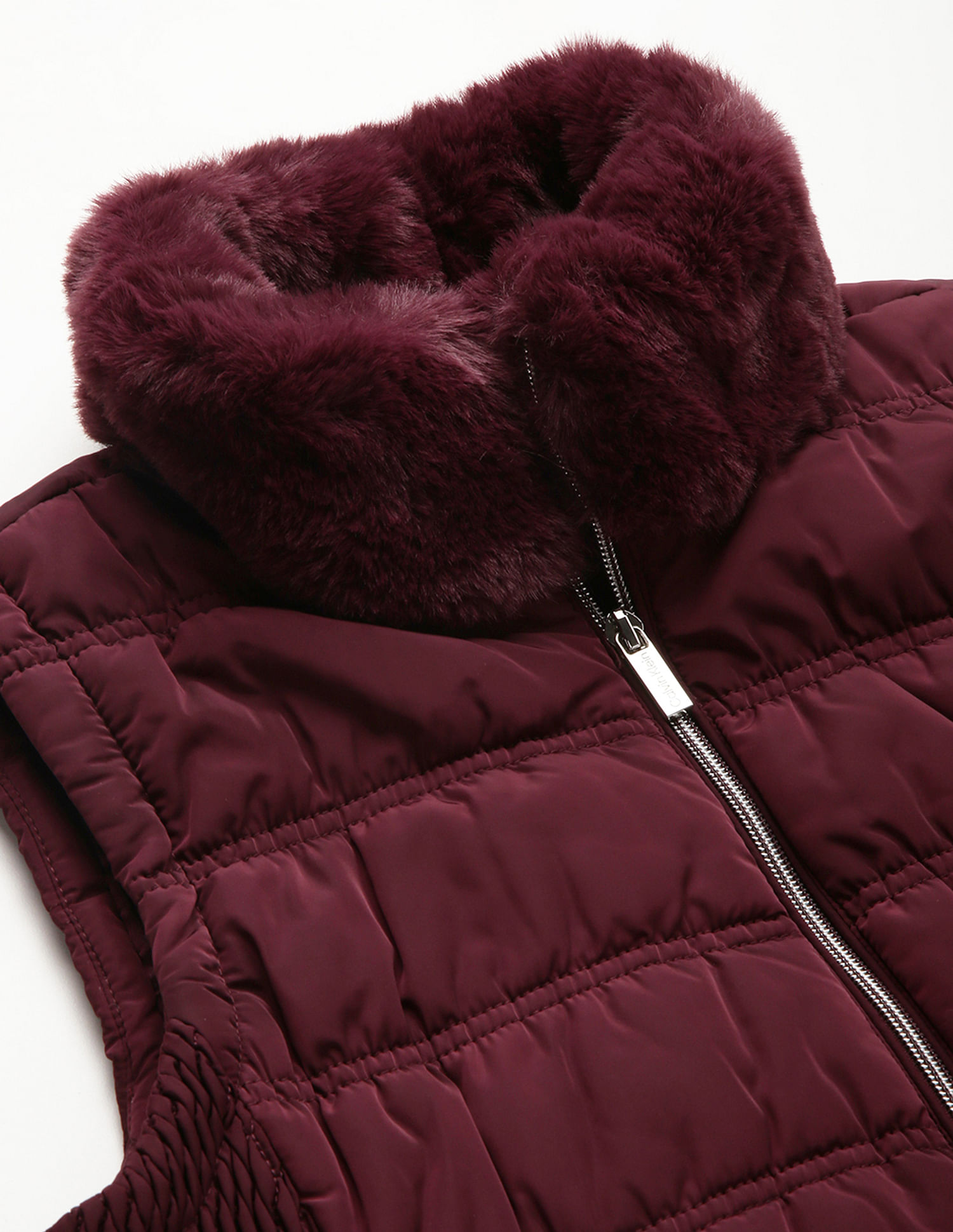 Buy Calvin Klein Fur Collar Sleeveless Jacket NNNOW