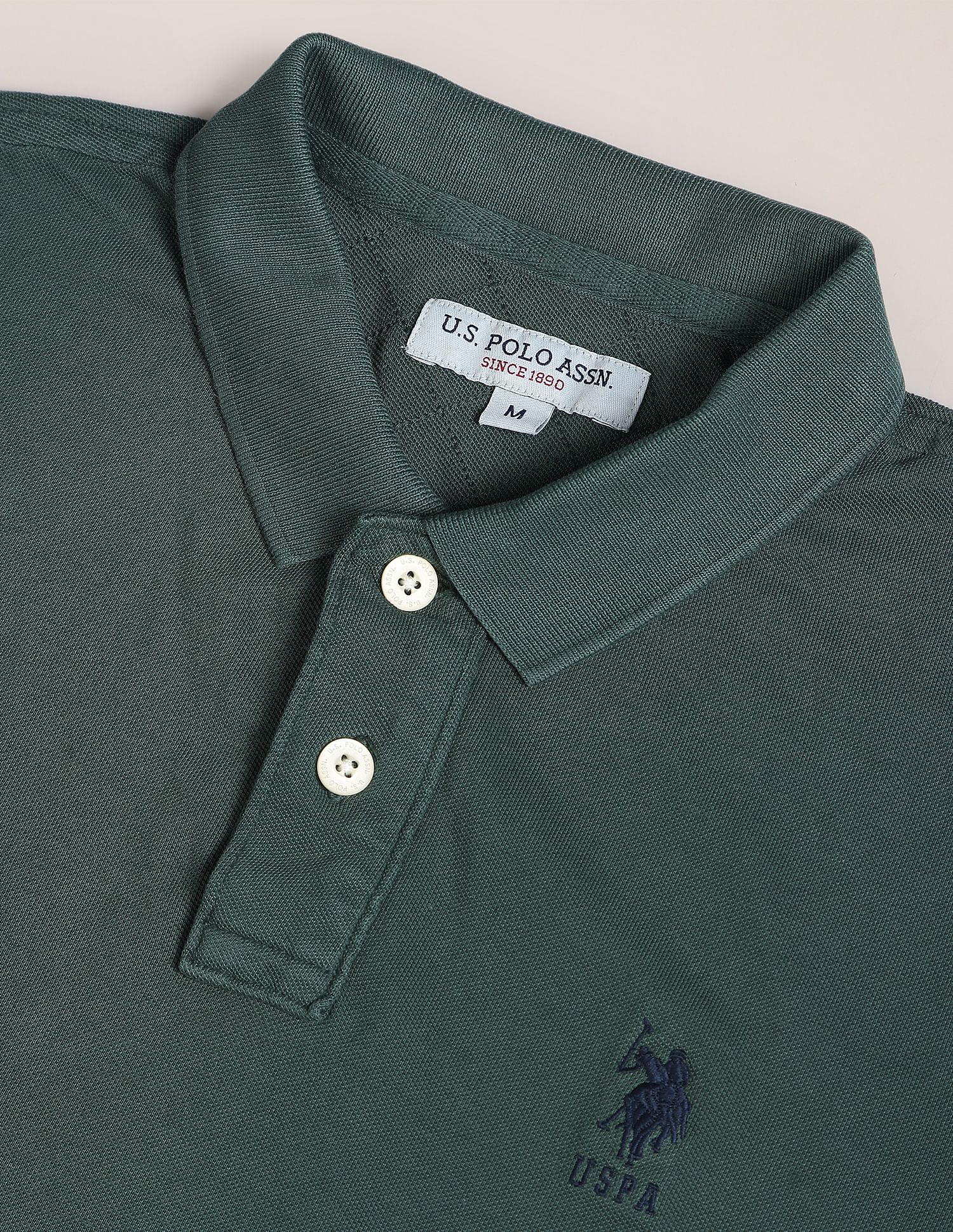 U.S. Polo Assn. Men Green Polo T-Shirt With Side Vents