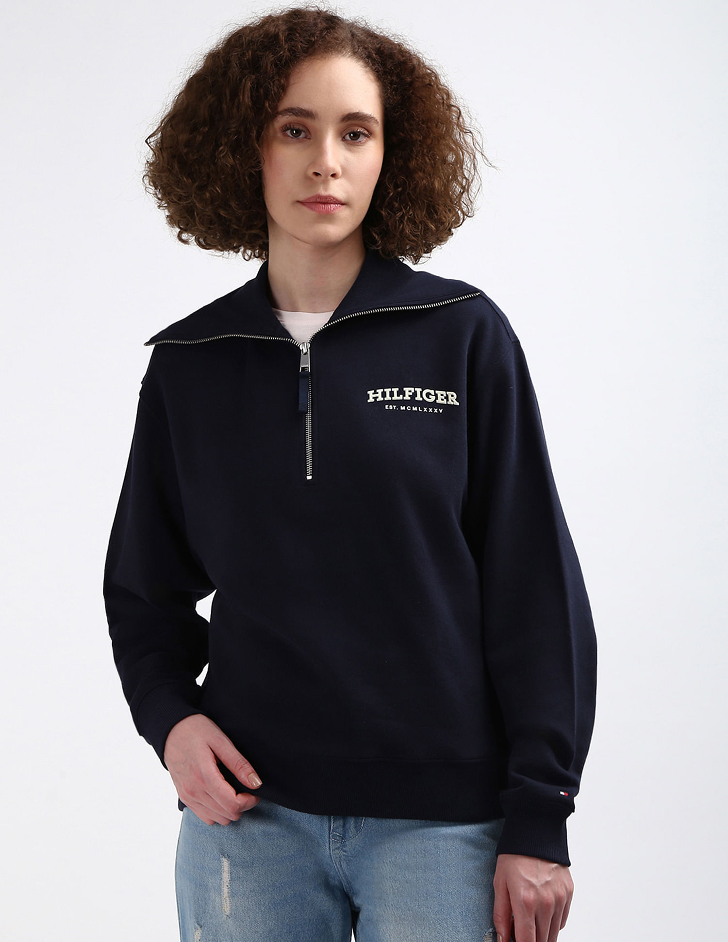Tommy Hilfiger Monotype Flock Short Zip Sweatshirt
