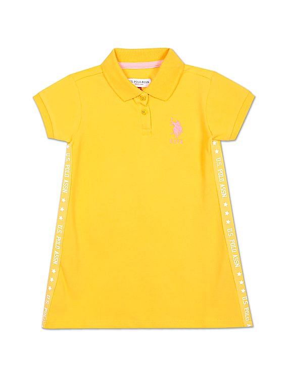 Buy U.S. Polo Assn. Kids Girls Yellow Brand Tape Solid Polo Dress NNNOW