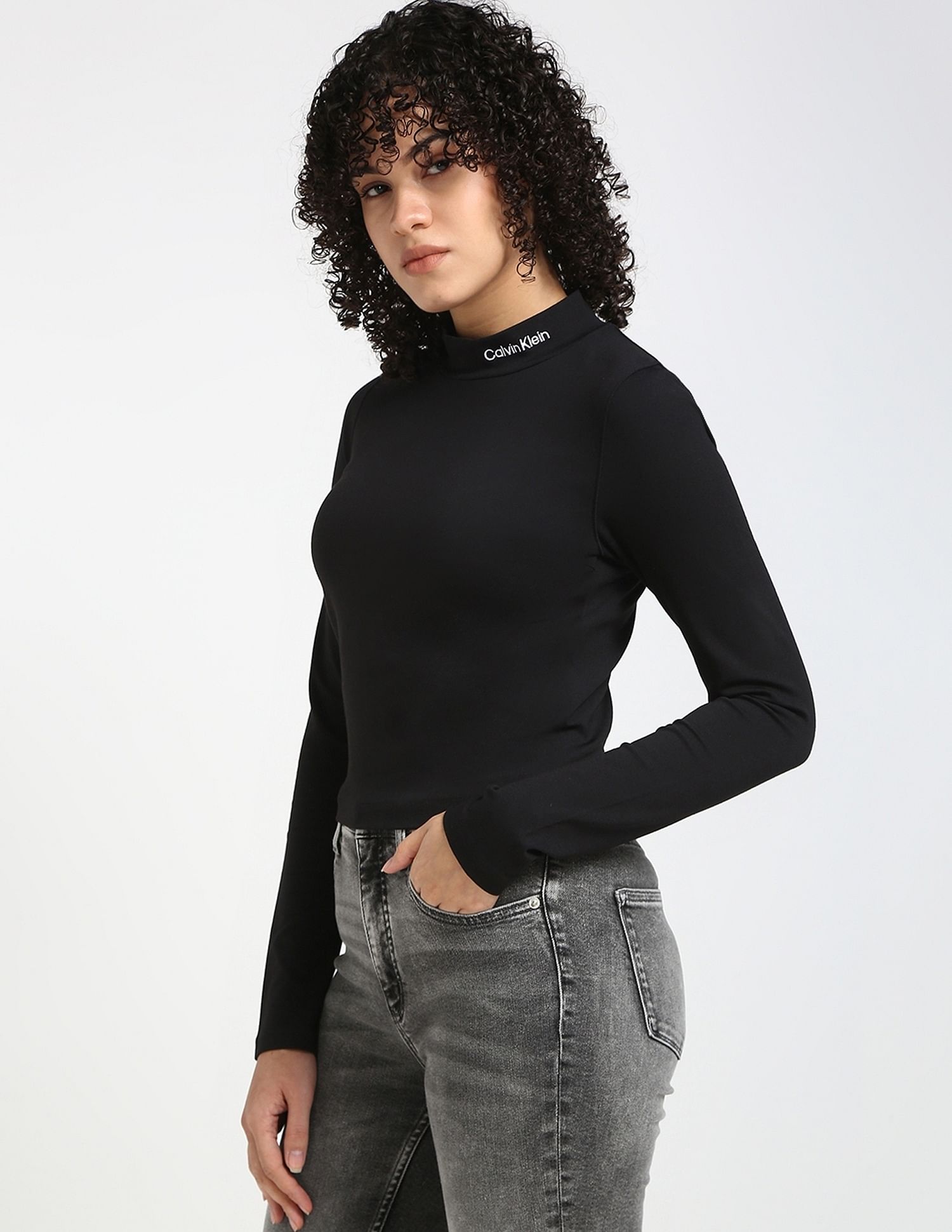 Calvin Klein Jeans Slim-Fit Viscose Mock Neck Top