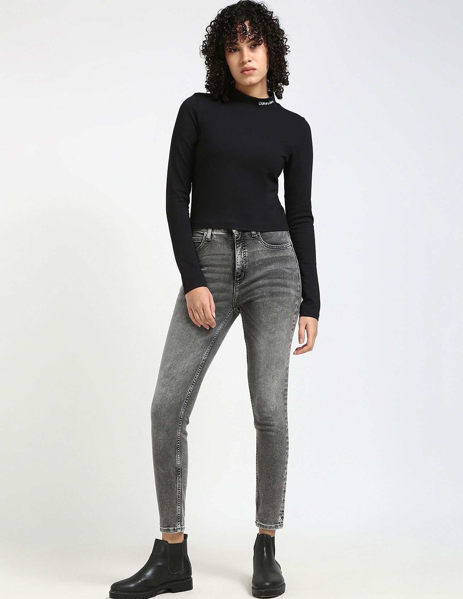 Calvin Klein Jeans Slim-Fit Viscose Mock Neck Top