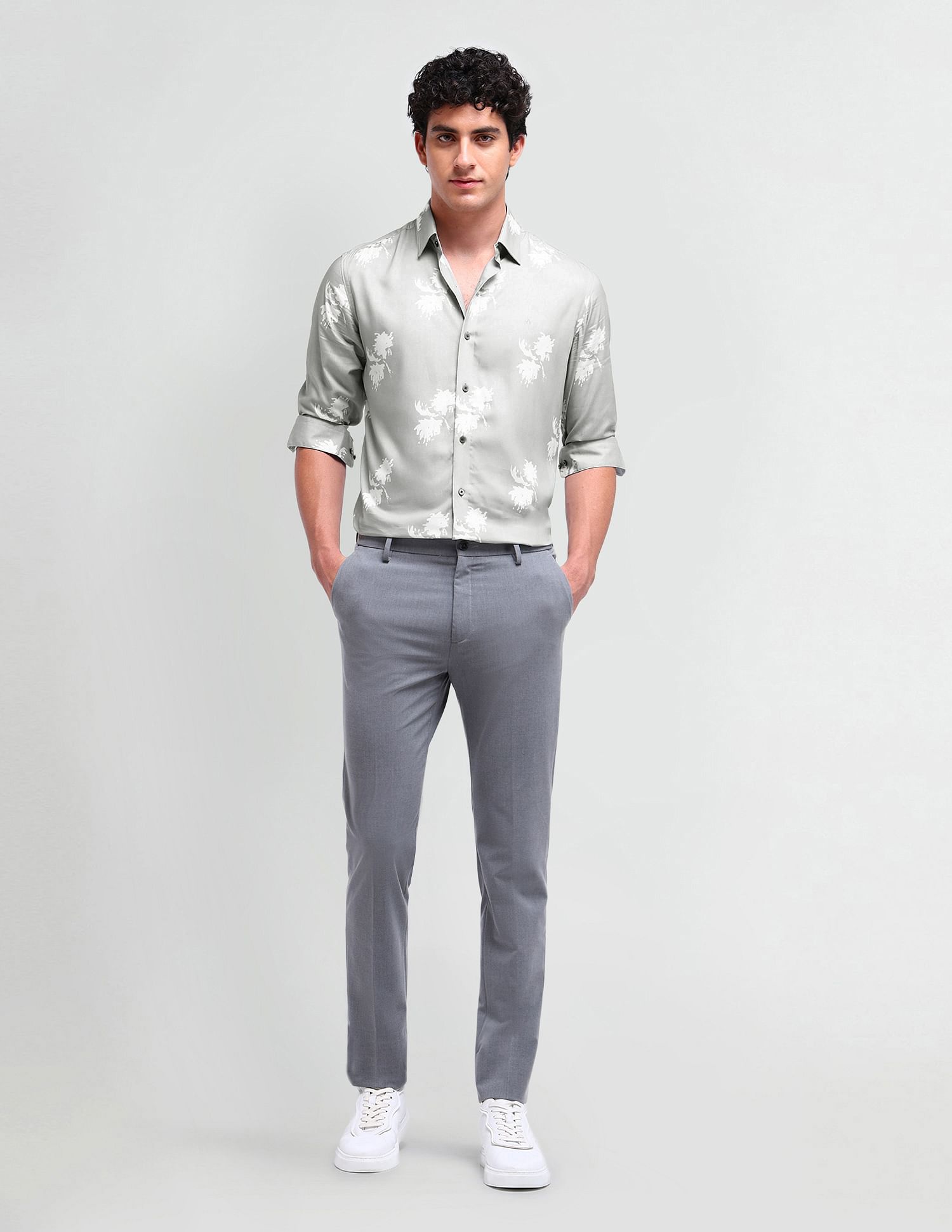 Arrow Newyork Satin Weave Abstract Shirt