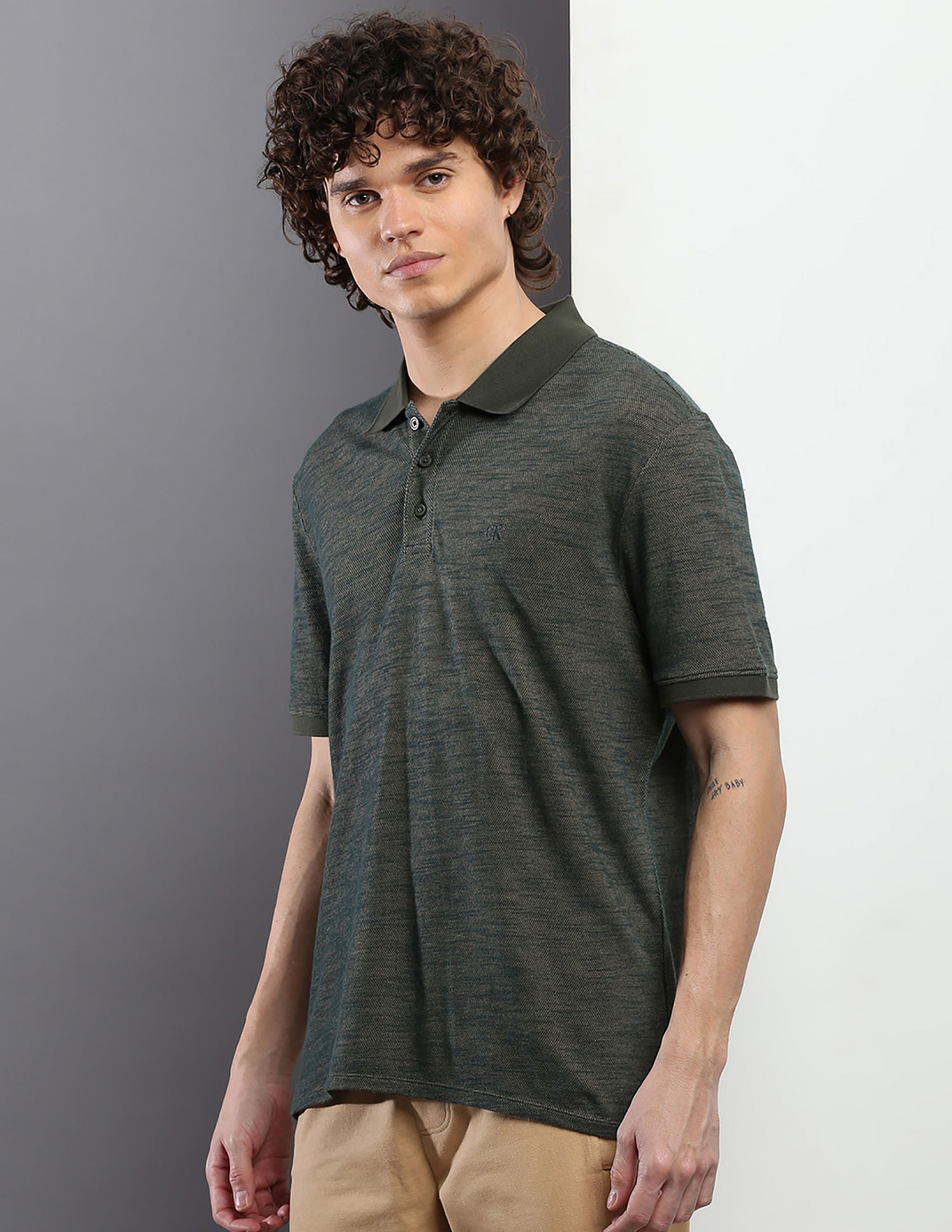Buy Calvin Klein Heathered Jacquard Polo Shirt - NNNOW.com