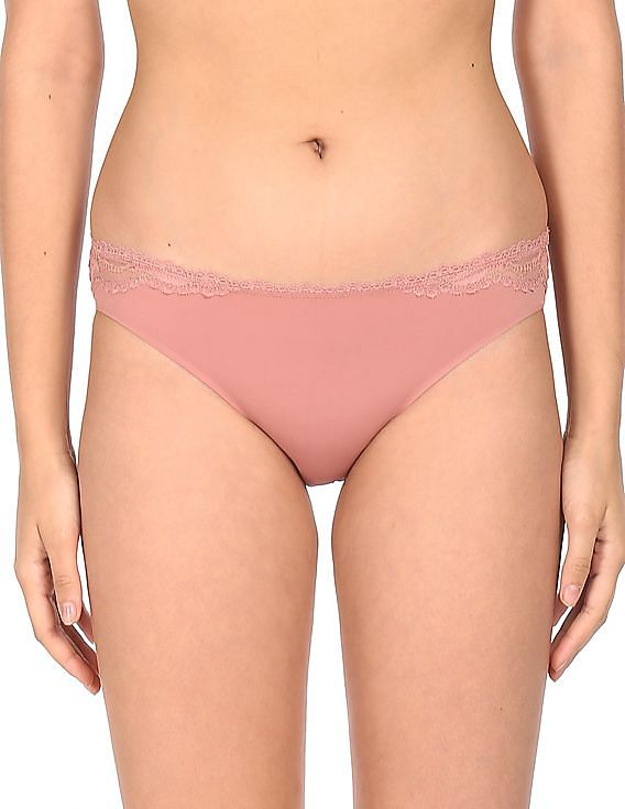 Buy Calvin Klein Underwear Women Pink Lace Accent Seamless Bikini